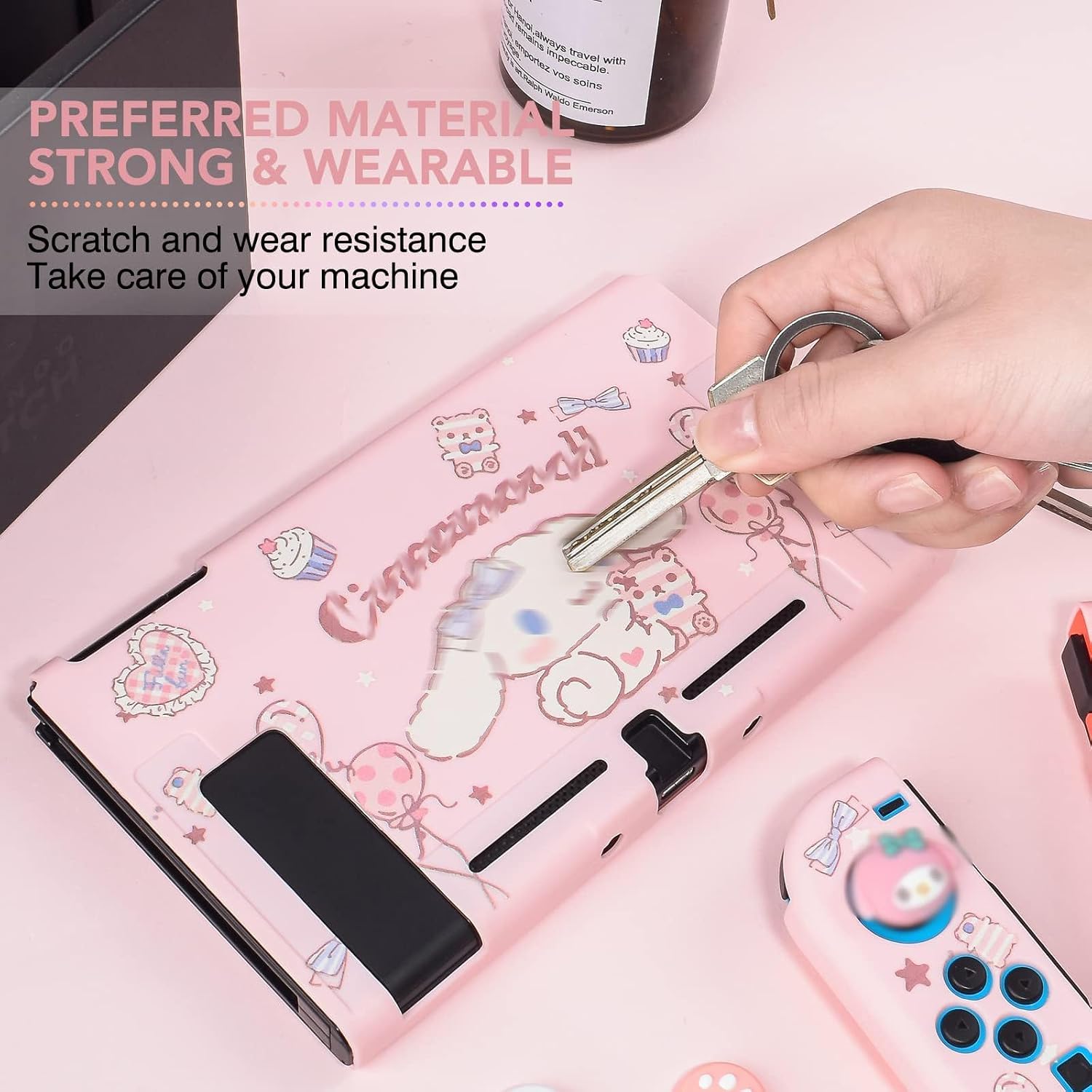 FUNDA PROTECTORA PARA SWITCH DLSEEGO SILICONA ROSA CON 4 GRIPS PARA JOYSTICK - 4