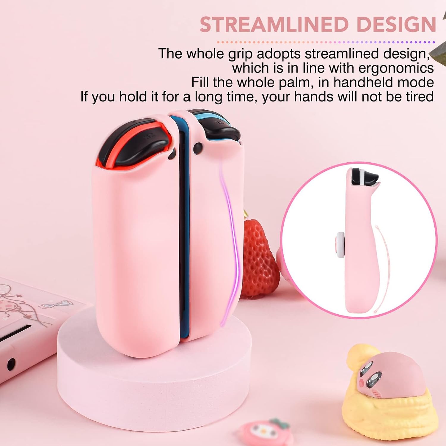 FUNDA PROTECTORA PARA SWITCH DLSEEGO SILICONA ROSA CON 4 GRIPS PARA JOYSTICK - 5