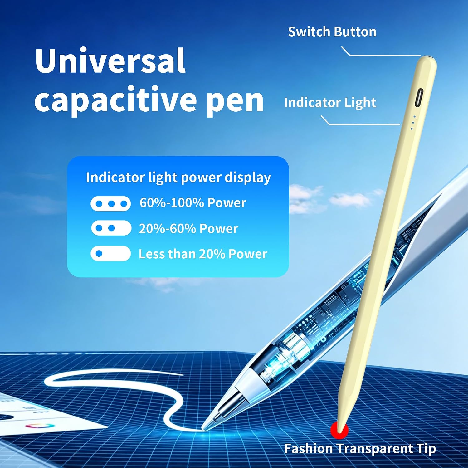 STYLUS YJSK COMPATIBLE CON NINTENDO SWITCH 1/2/OLED Y TABLETS AMAZON MAX 11 HD 10 AMARILLO - 3
