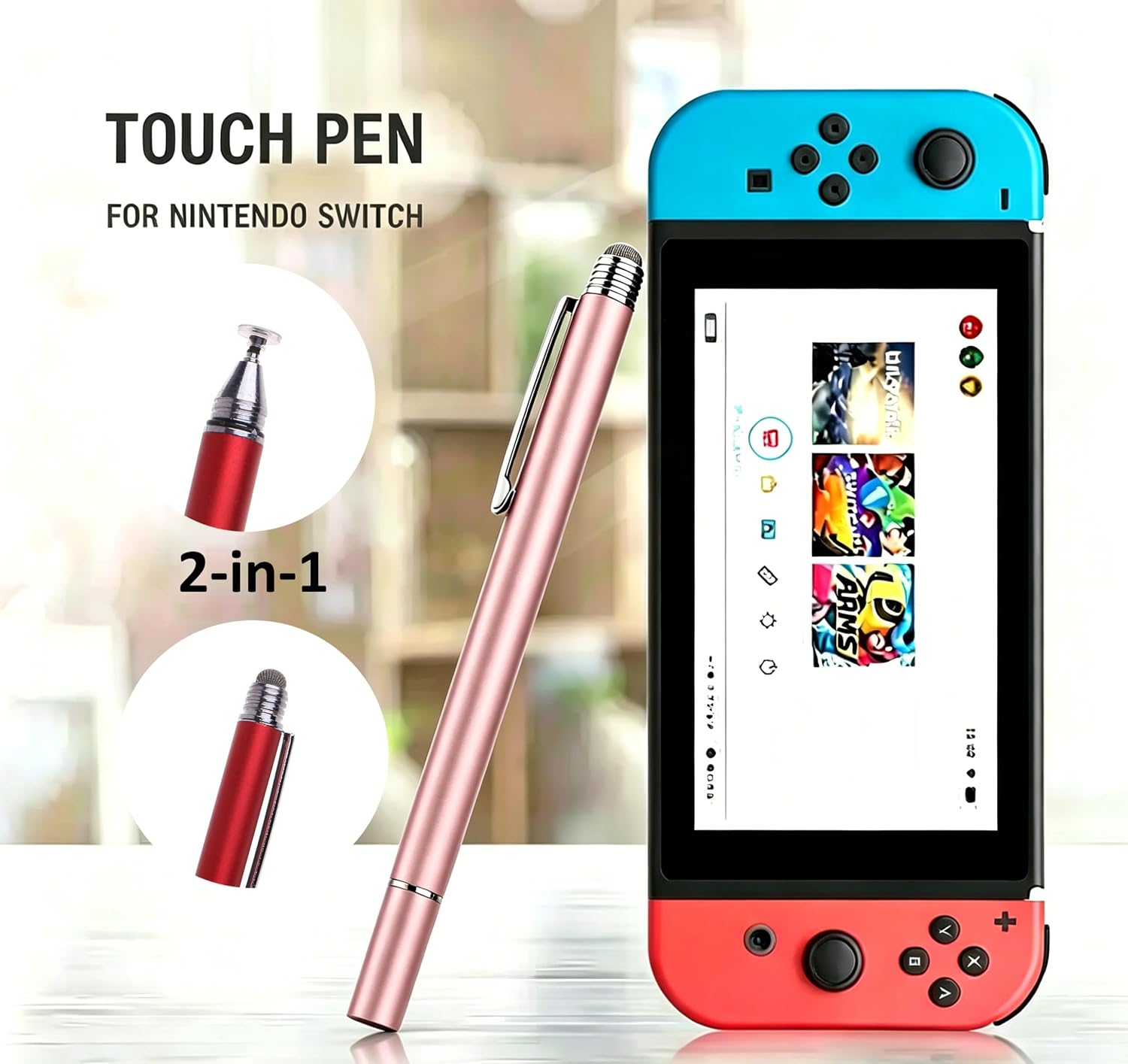 LÁPIZ TÁCTIL 2 EN 1 FLLYNEWRITE PARA NINTENDO SWITCH Y OTROS DISPOSITIVOS ROSA - 2