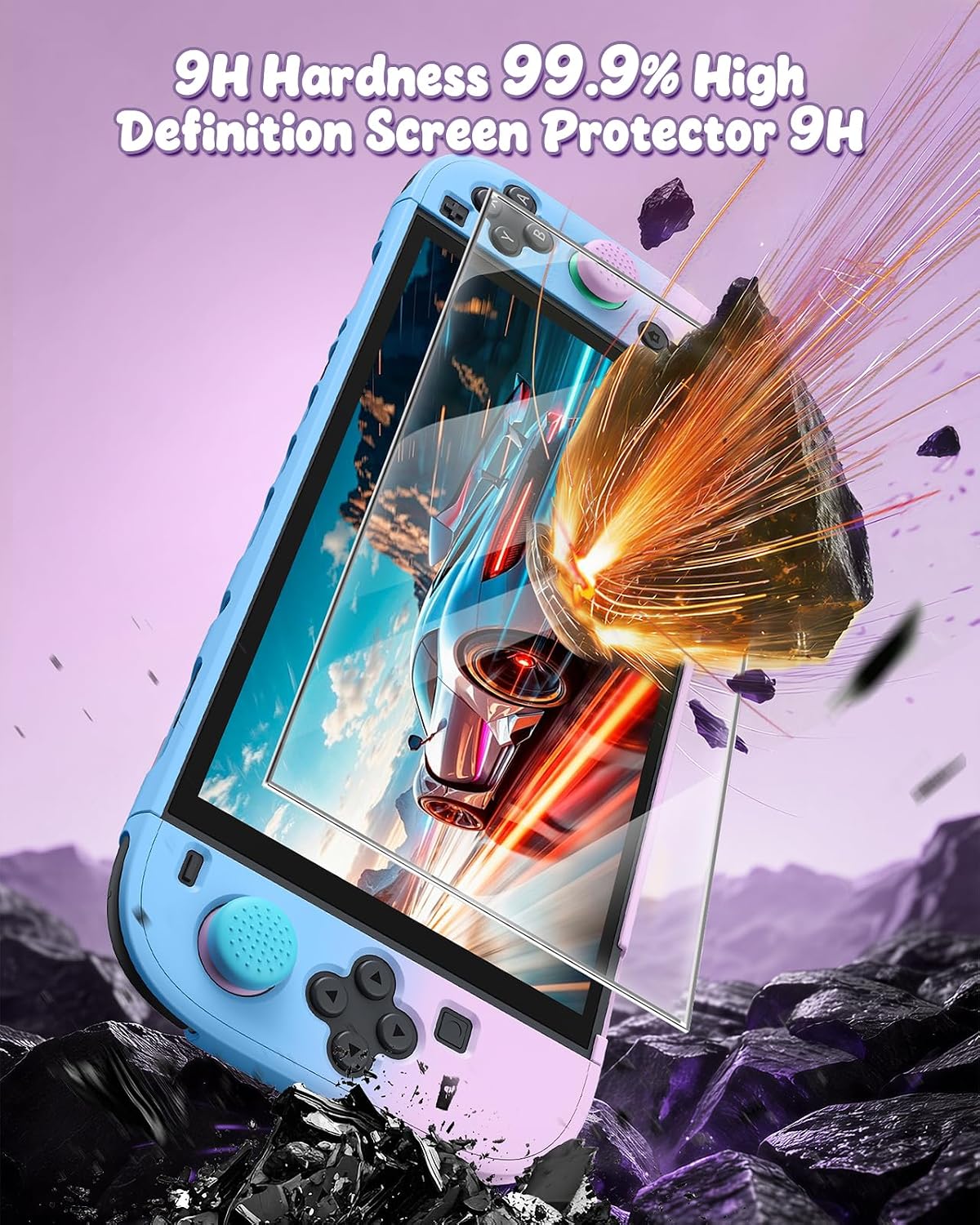 FUNDA PROTECTORA FYOUNG PARA NINTENDO SWITCH 2 AZUL PÚRPURA - 2