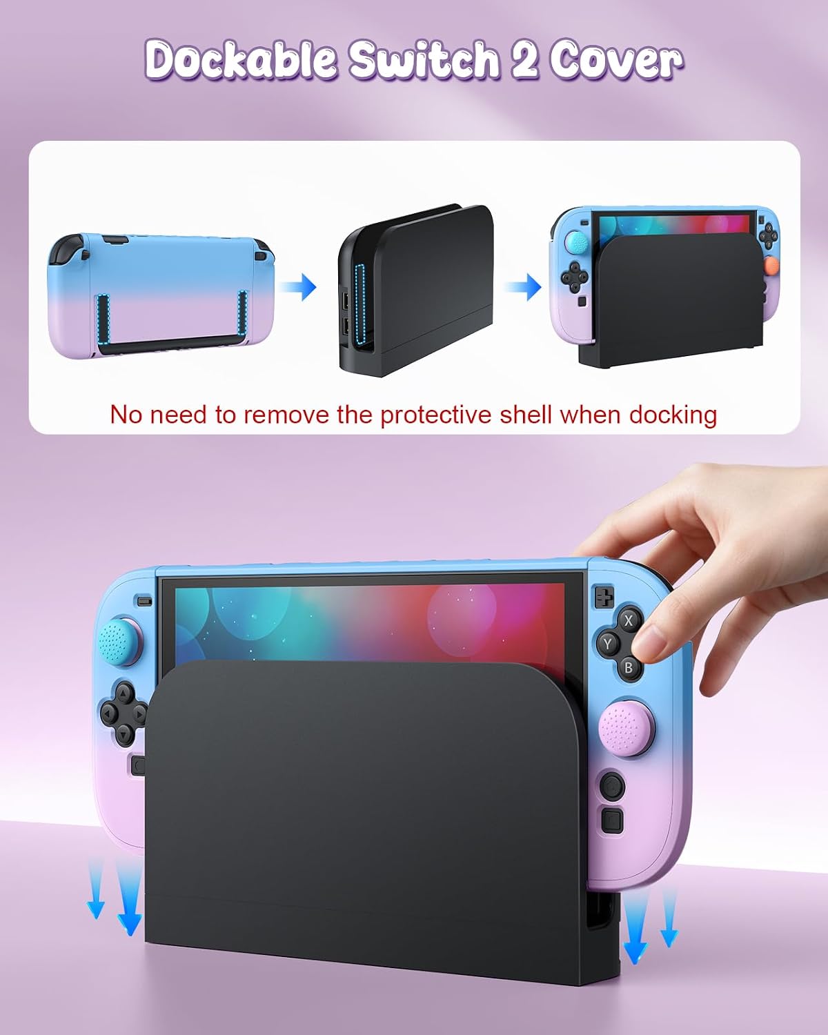 FUNDA PROTECTORA FYOUNG PARA NINTENDO SWITCH 2 AZUL PÚRPURA - 4