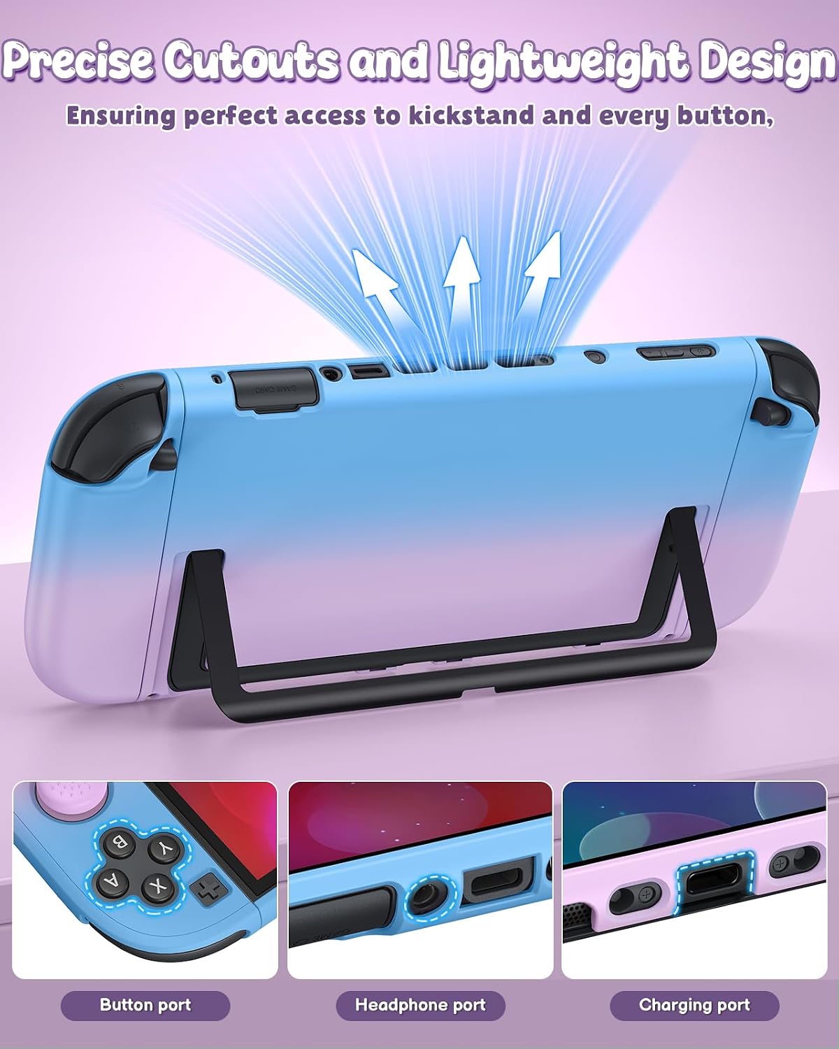 FUNDA PROTECTORA FYOUNG PARA NINTENDO SWITCH 2 AZUL PÚRPURA - 5