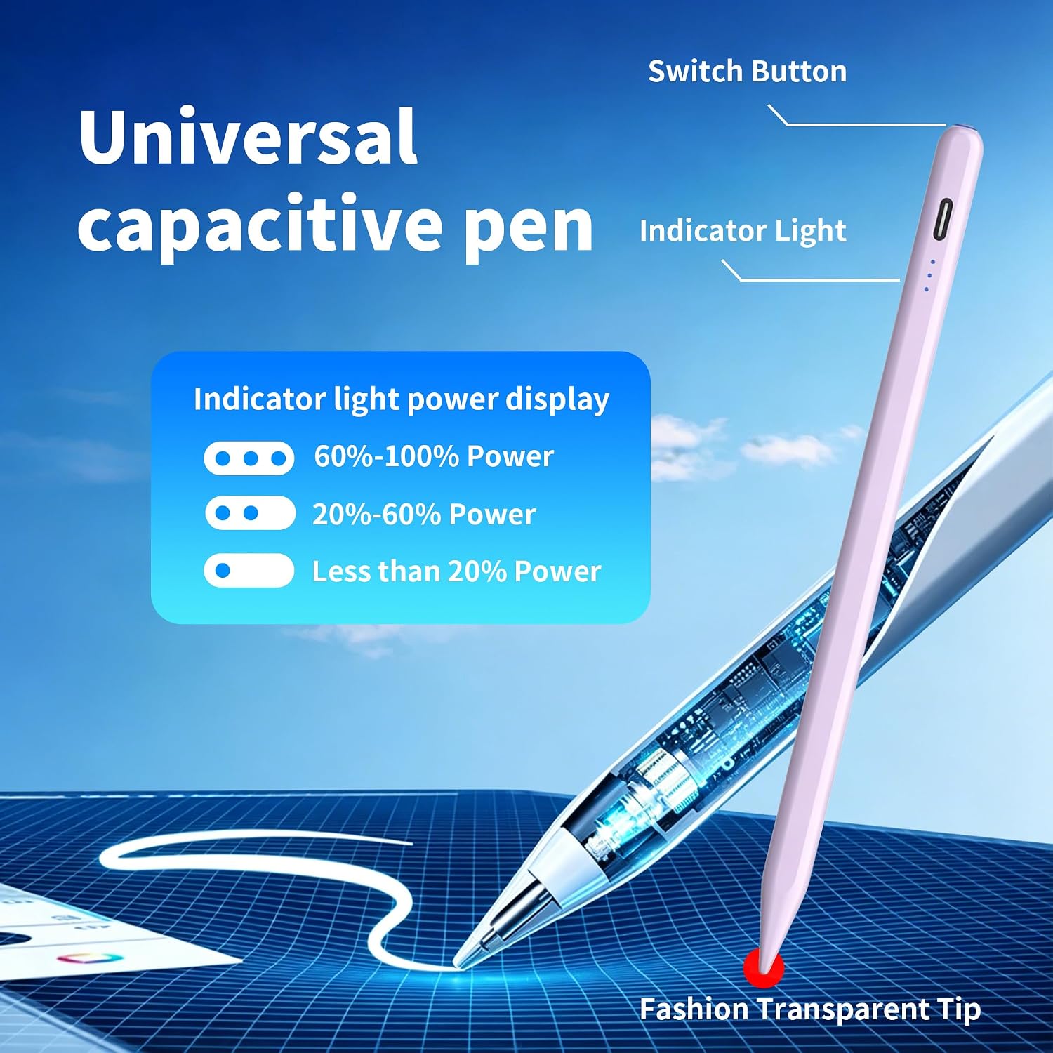 LÁPIZ STYLUS YJSK COMPATIBLE CON NINTENDO SWITCH Y TABLETS ANDROID MORADO - 3