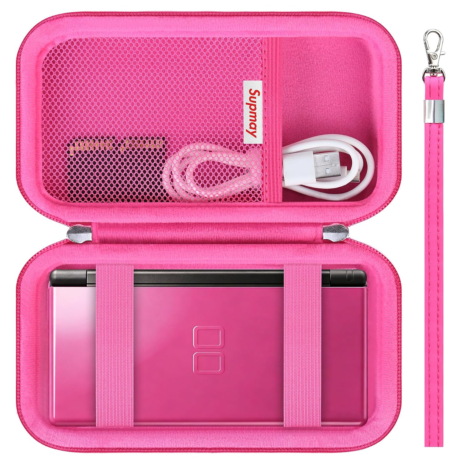 ESTUCHE SUPMAY PARA CONSOLA PORTÁTIL GAMPLAE 258 JUEGOS RETRO COLOR ROJO ROSA - 1