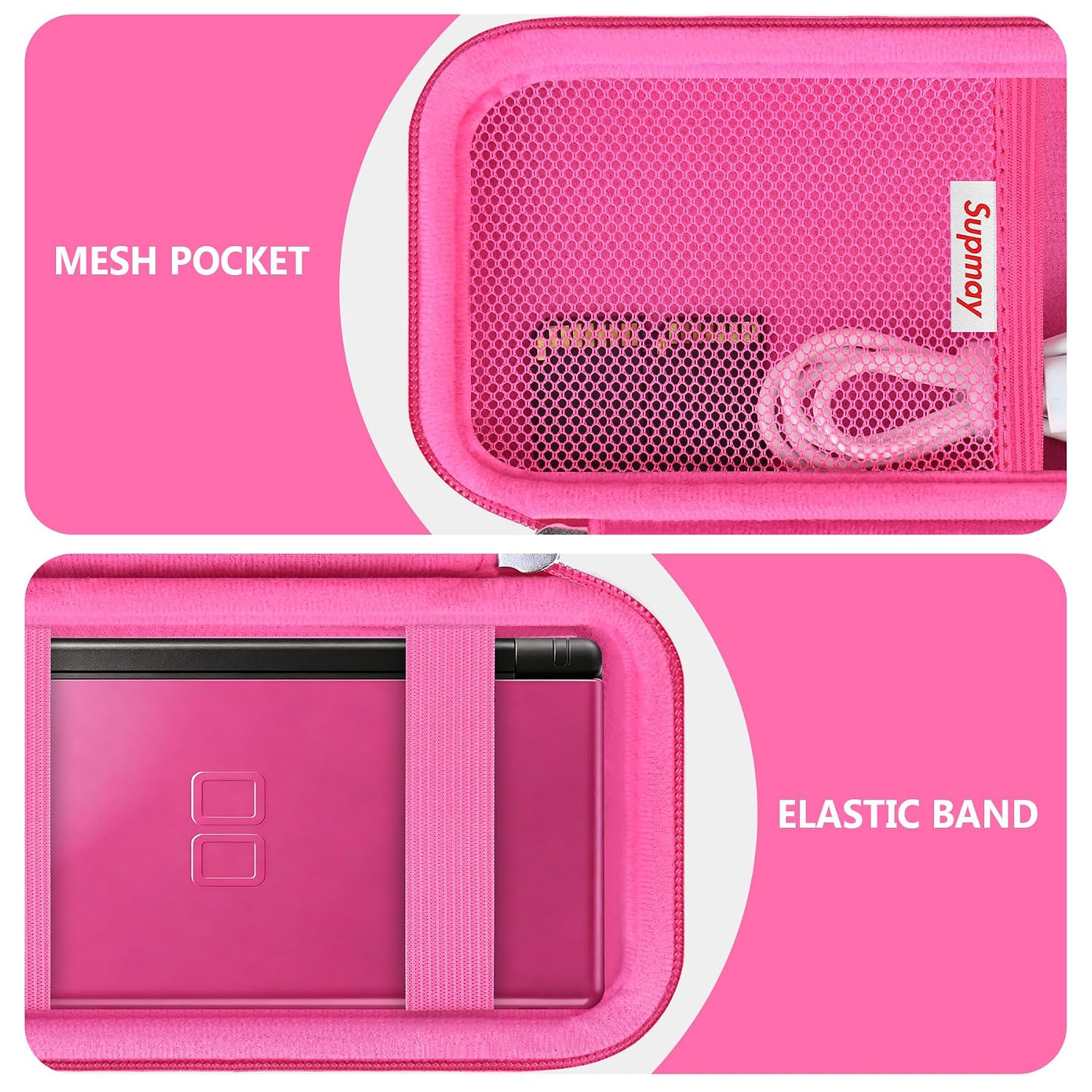 ESTUCHE SUPMAY PARA CONSOLA PORTÁTIL GAMPLAE 258 JUEGOS RETRO COLOR ROJO ROSA - 4