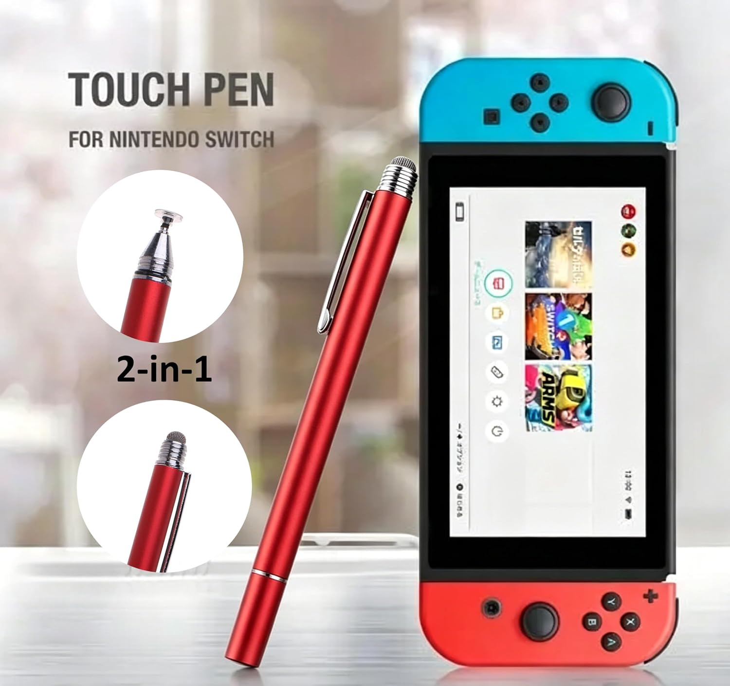 LÁPIZ TÁCTIL FLLYNEWRITE 2 EN 1 PARA NINTENDO SWITCH ROJO - 2