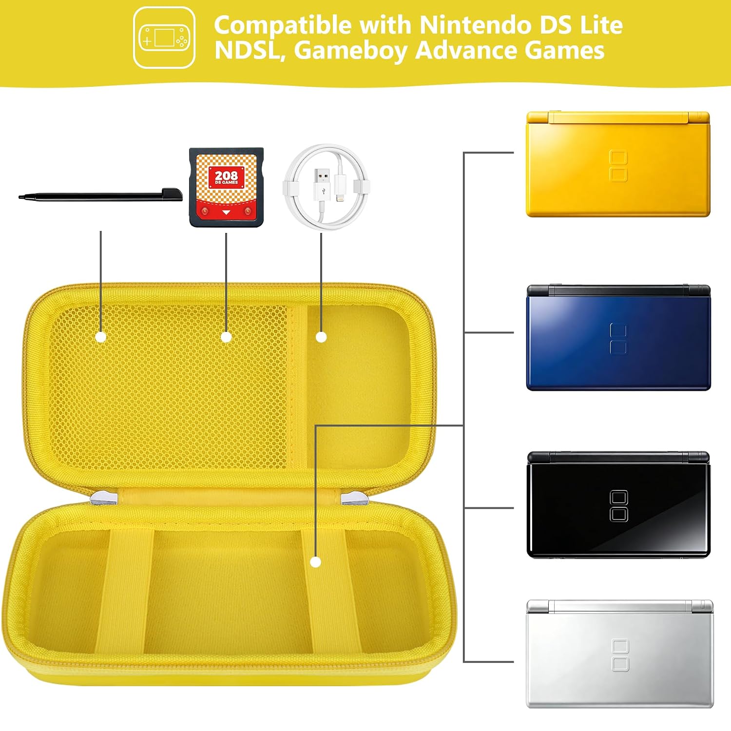 ESTUCHE RÍGIDO SUPMAY PARA NINTENDO DS LITE AMARILLO - 2