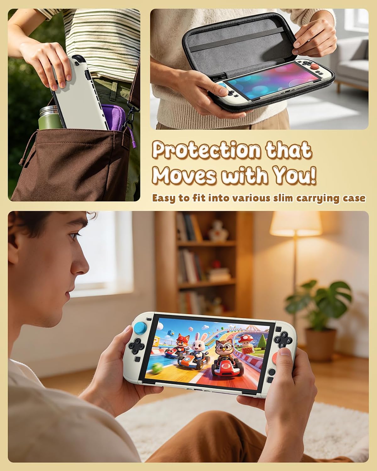 FUNDA RÍGIDA FYOUNG PARA NINTENDO SWITCH 2 CON PROTECTOR DE PANTALLA Y ACCESORIOS - 5