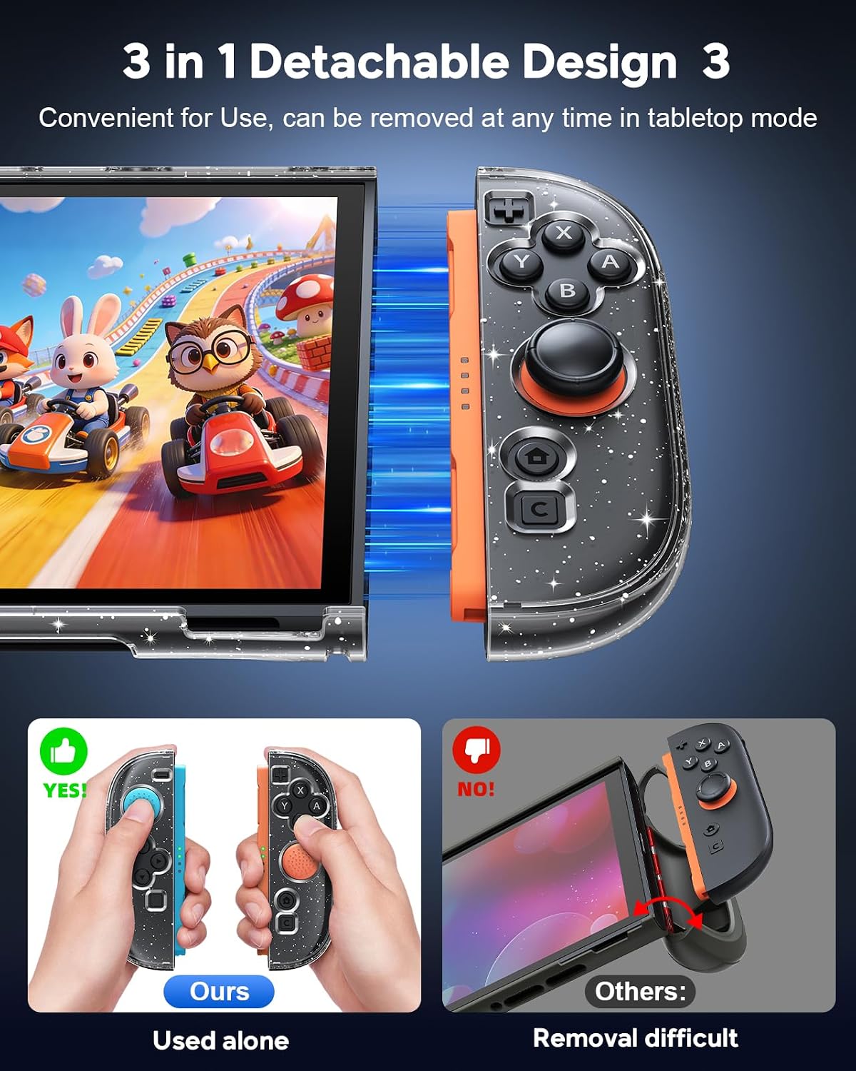 FUNDA PROTECTORA RÍGIDA FYOUNG PARA NINTENDO SWITCH 2 TRANSPARENTE - 5