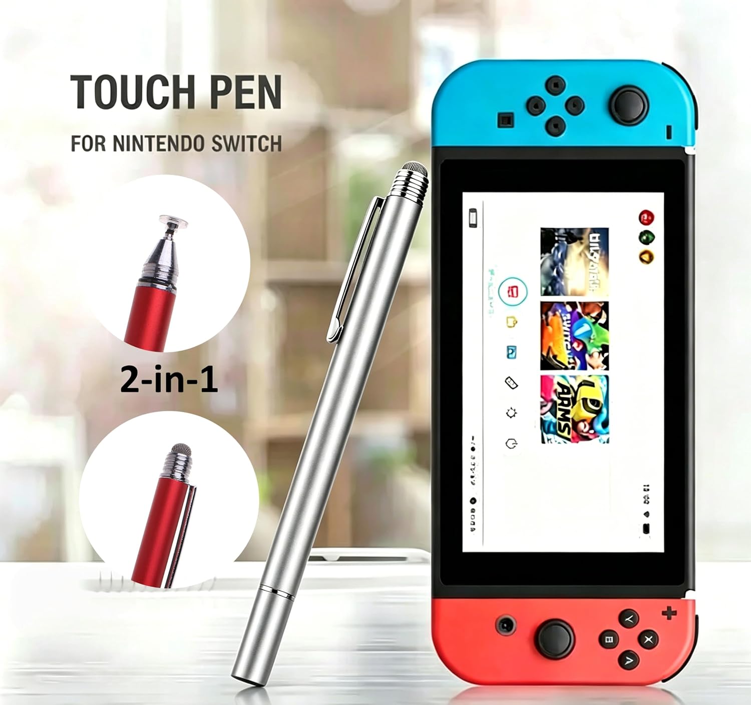 LÁPIZ STYLUS 2 EN 1 FLLYNEWRITE PARA NINTENDO SWITCH PLATA - 2