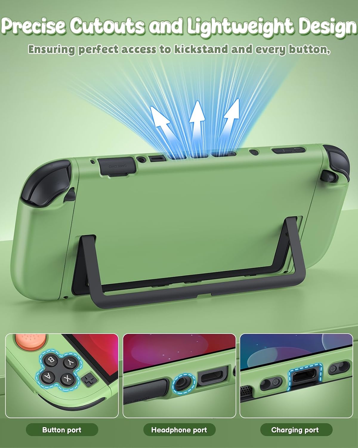 FUNDA PROTECTORA FYOUNG PARA NINTENDO SWITCH 2 COLOR VERDE MATCHA - 2