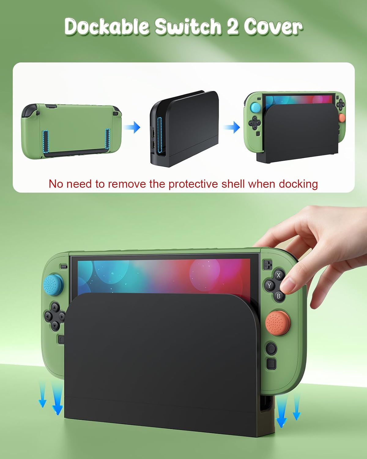 FUNDA PROTECTORA FYOUNG PARA NINTENDO SWITCH 2 COLOR VERDE MATCHA - 3