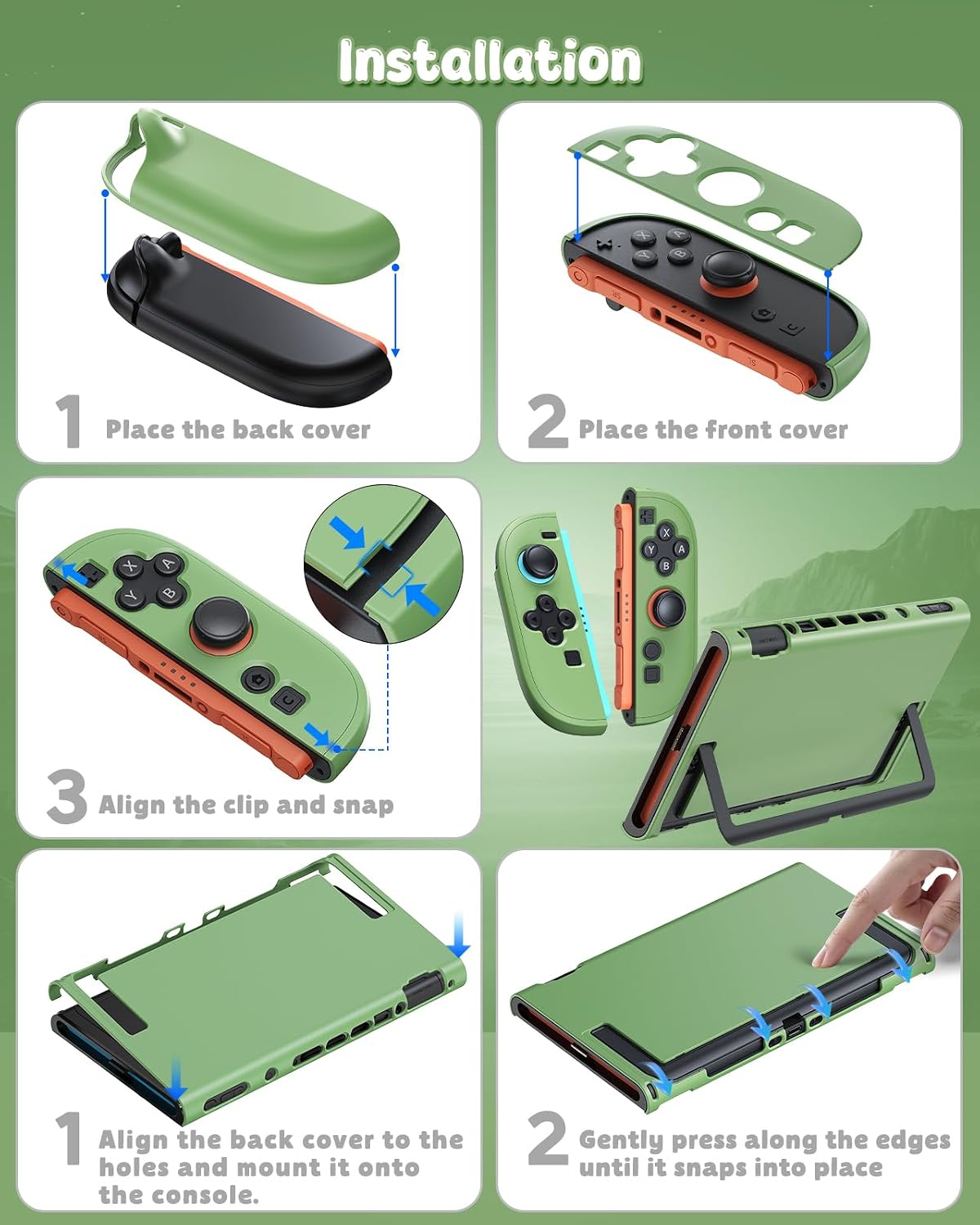 FUNDA PROTECTORA FYOUNG PARA NINTENDO SWITCH 2 COLOR VERDE MATCHA - 4
