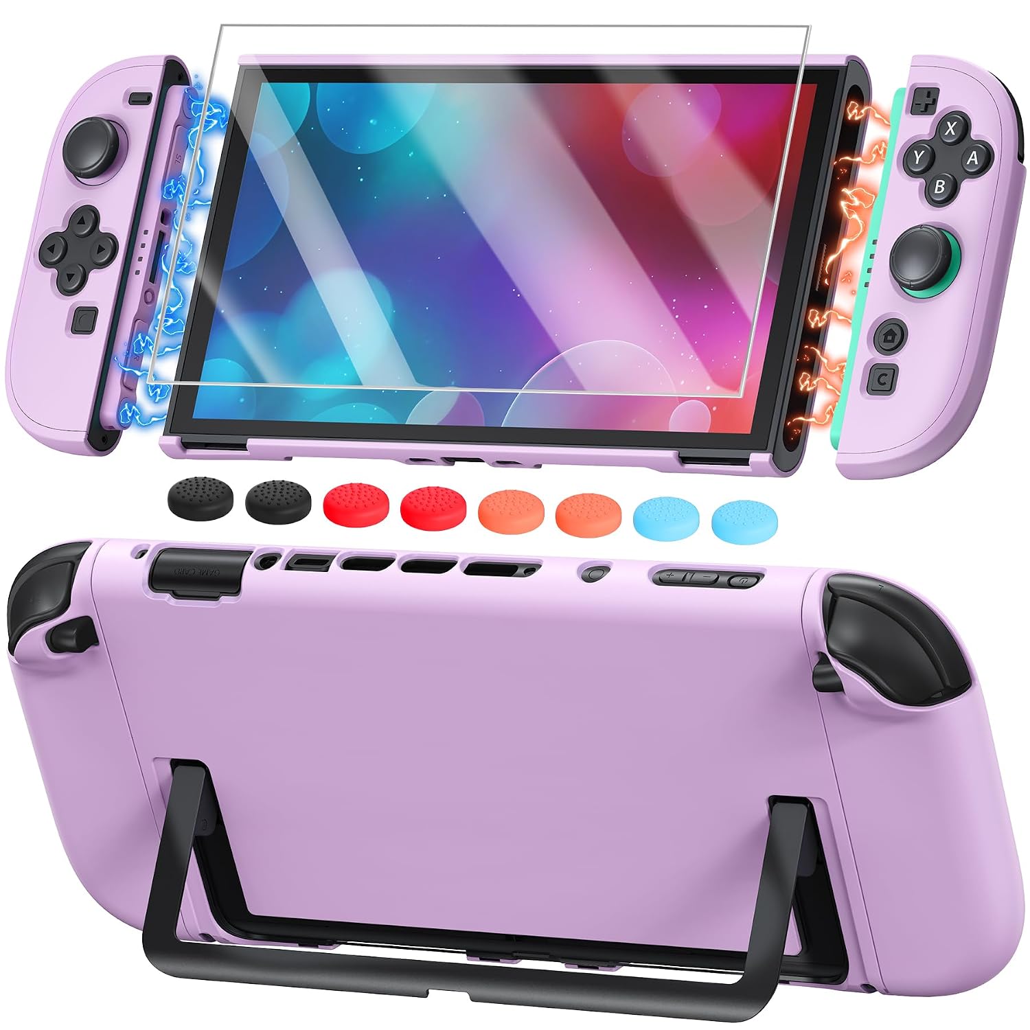 FUNDA PARA SWITCH 2 FYOUNG CON PROTECTOR DE PANTALLA COLOR LILA PÁLIDO - 1