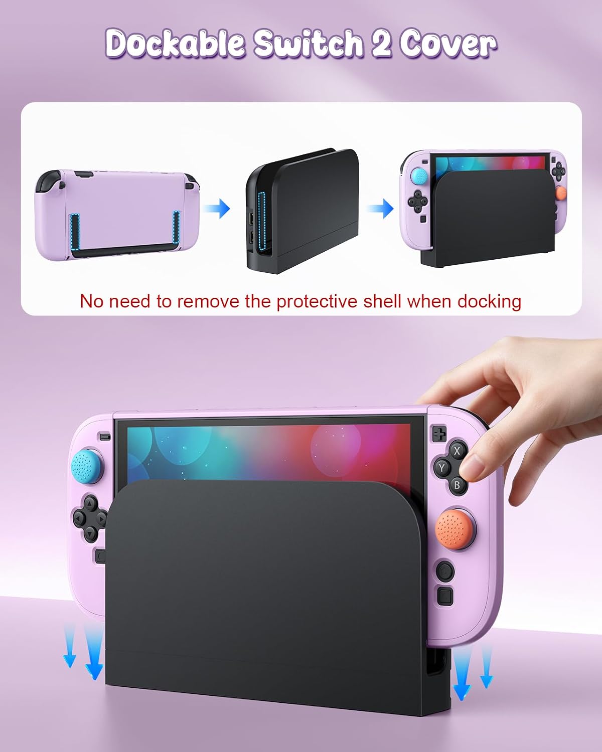 FUNDA PARA SWITCH 2 FYOUNG CON PROTECTOR DE PANTALLA COLOR LILA PÁLIDO - 2
