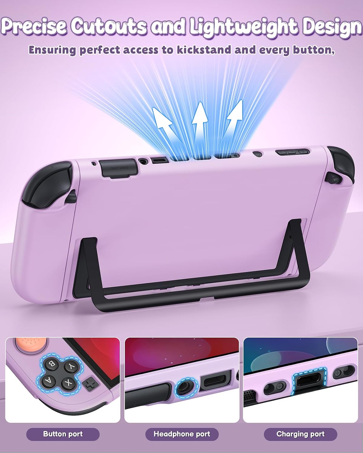 FUNDA PARA SWITCH 2 FYOUNG CON PROTECTOR DE PANTALLA COLOR LILA PÁLIDO - 3