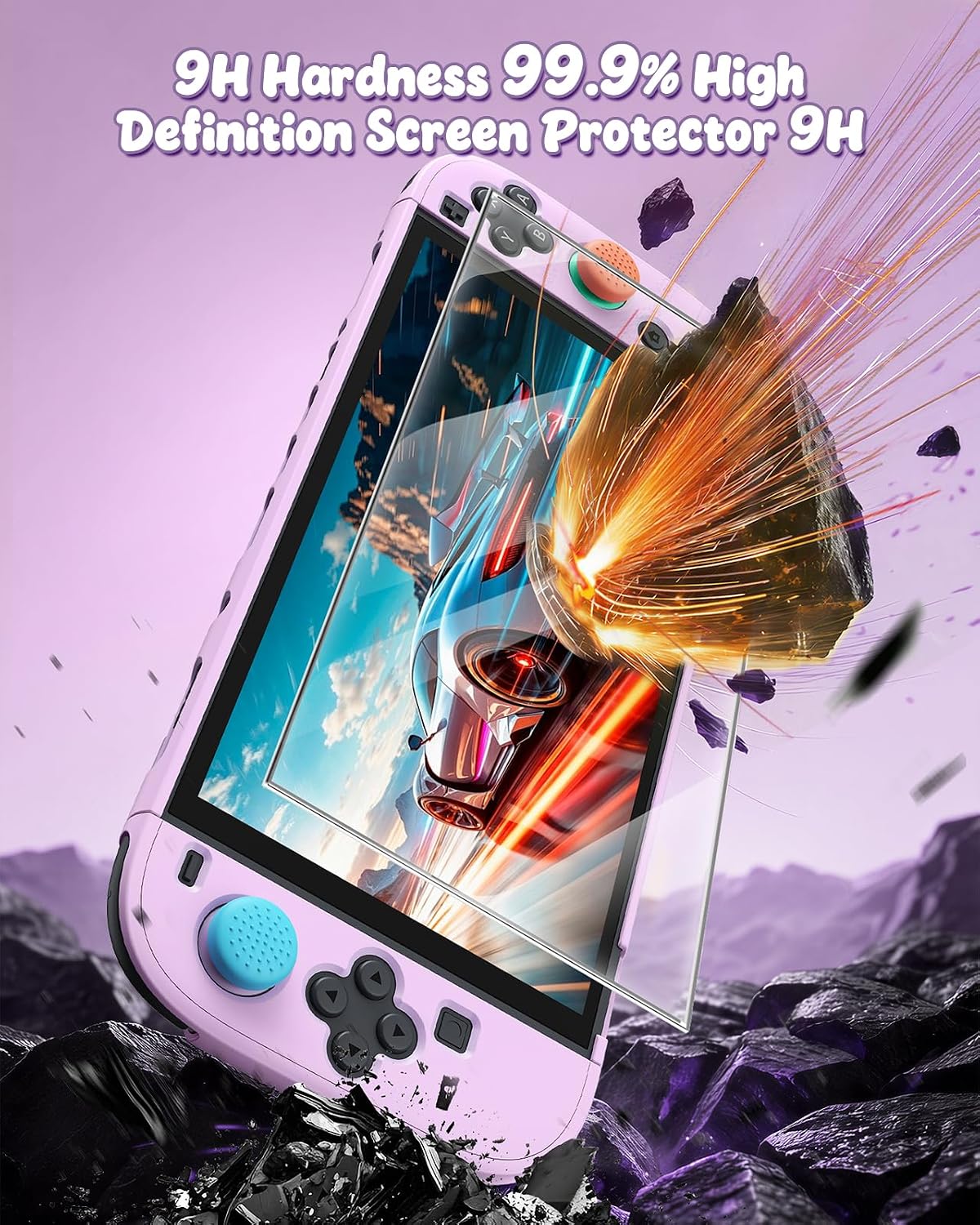 FUNDA PARA SWITCH 2 FYOUNG CON PROTECTOR DE PANTALLA COLOR LILA PÁLIDO - 4