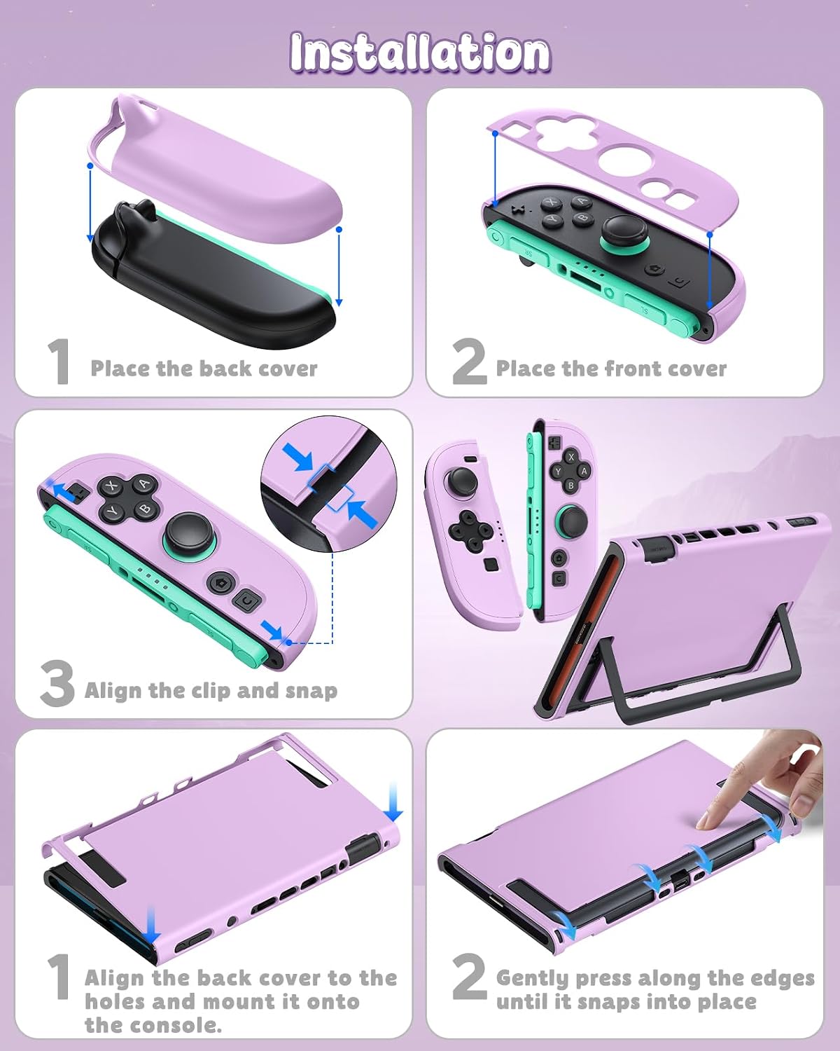 FUNDA PARA SWITCH 2 FYOUNG CON PROTECTOR DE PANTALLA COLOR LILA PÁLIDO - 5