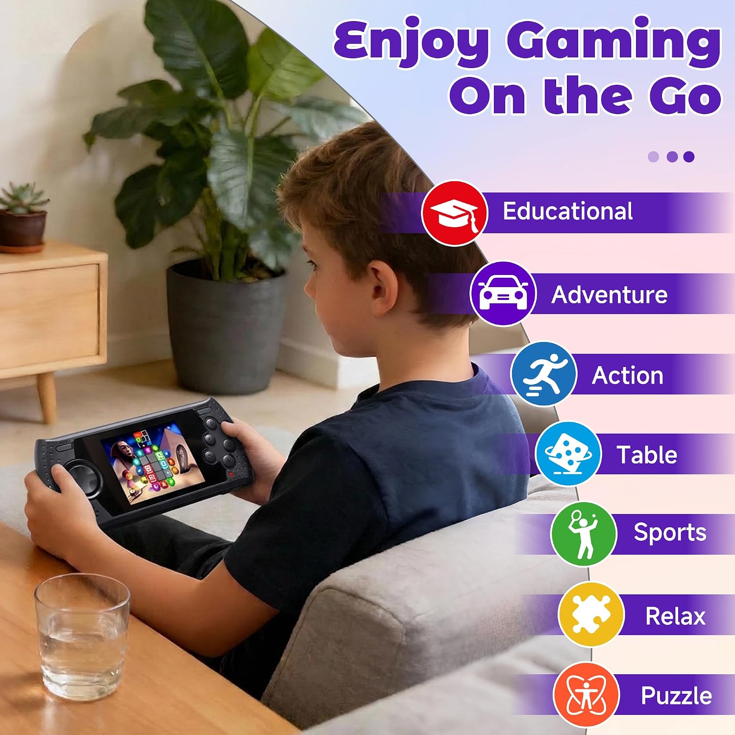CONSOLA PORTÁTIL LUHYAUAN 16 BIT CON 230 JUEGOS RETRO HD 3 PULGADAS RECARGABLE PARA NIÑOS - 4
