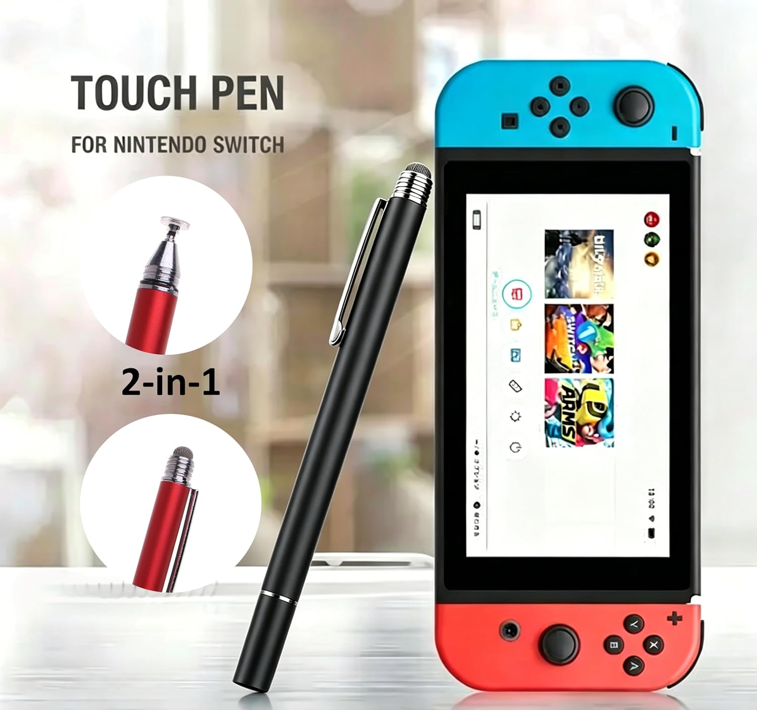 LÁPIZ TÁCTIL 2 EN 1 FLLYNEWRITE PARA NINTENDO SWITCH Y OTROS DISPOSITIVOS, NEGRO - 2