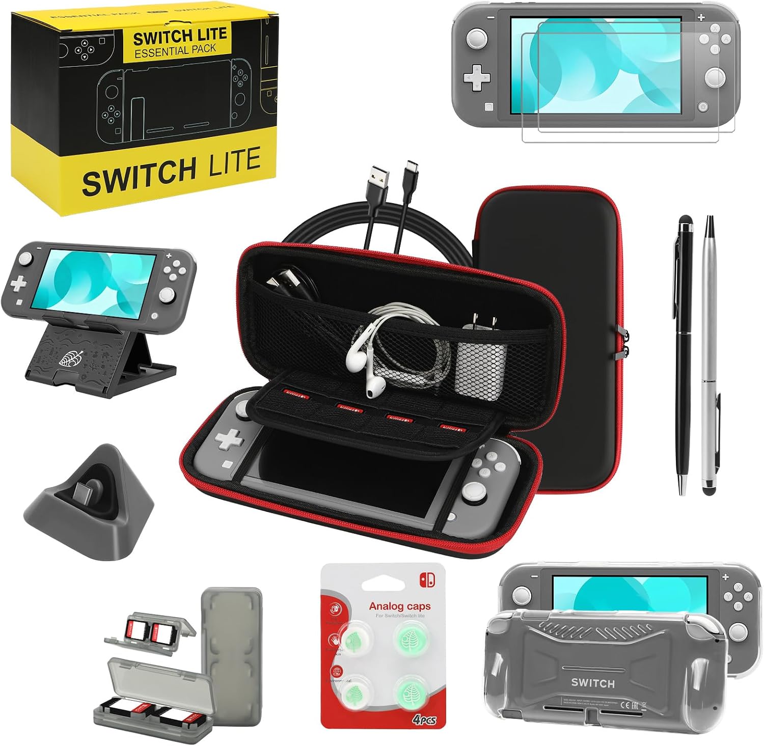 FUNDA CON ACCESORIOS WDZREE 16 EN 1 PARA NINTENDO SWITCH LITE NEGRO - 1