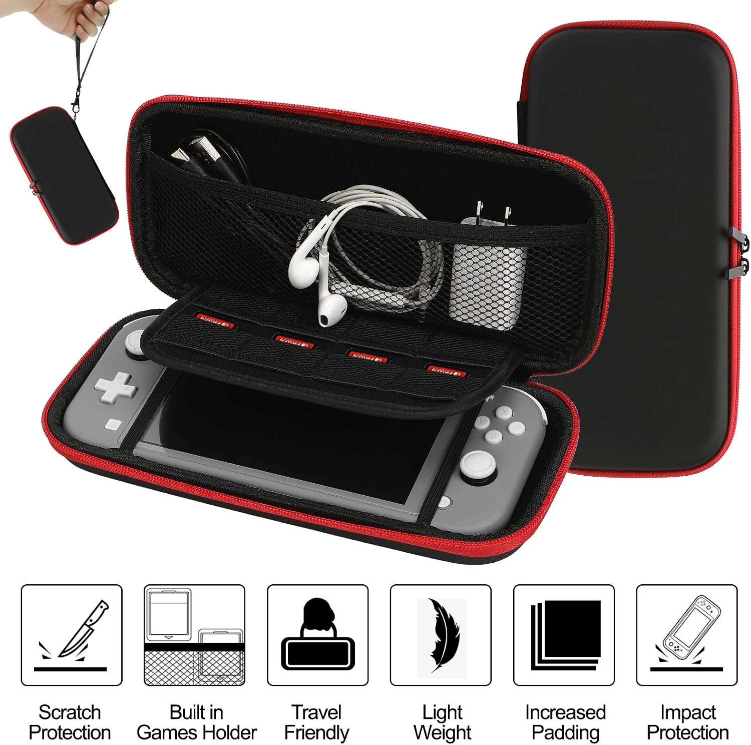 FUNDA CON ACCESORIOS WDZREE 16 EN 1 PARA NINTENDO SWITCH LITE NEGRO - 3
