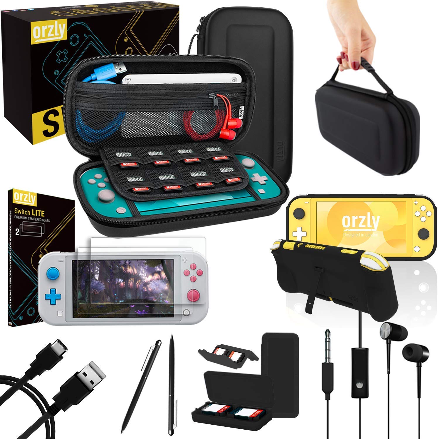 KIT DE ACCESORIOS ORZLY PARA NINTENDO SWITCH LITE CON ESTUCHE, PROTECTOR DE PANTALLA Y MÁS - 1