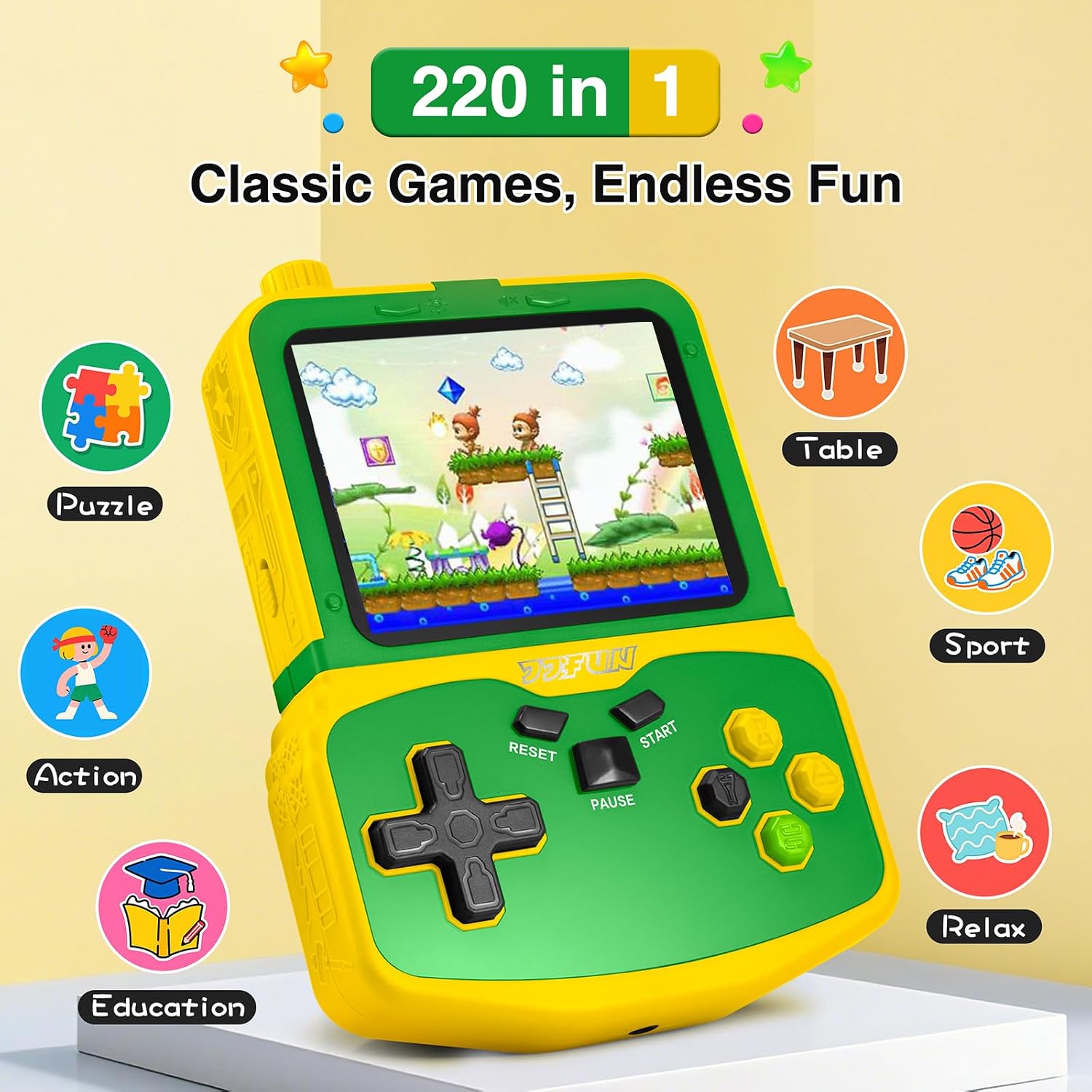 CONSOLA PORTÁTIL PARA NIÑOS SNONBROS QS8 220 JUEGOS RETRO VERDE - 2