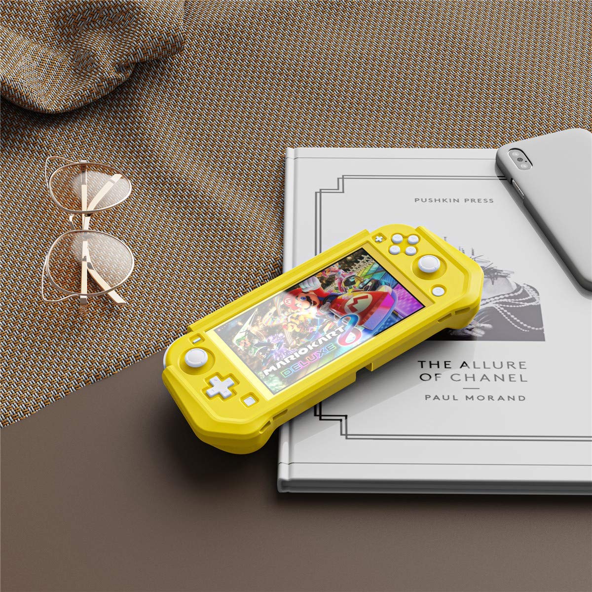 FUNDA PARA NINTENDO SWITCH LITE INOTOGG CON PROTECTOR DE PANTALLA Y AGARRE DESMONTABLE AMARILLO - 5