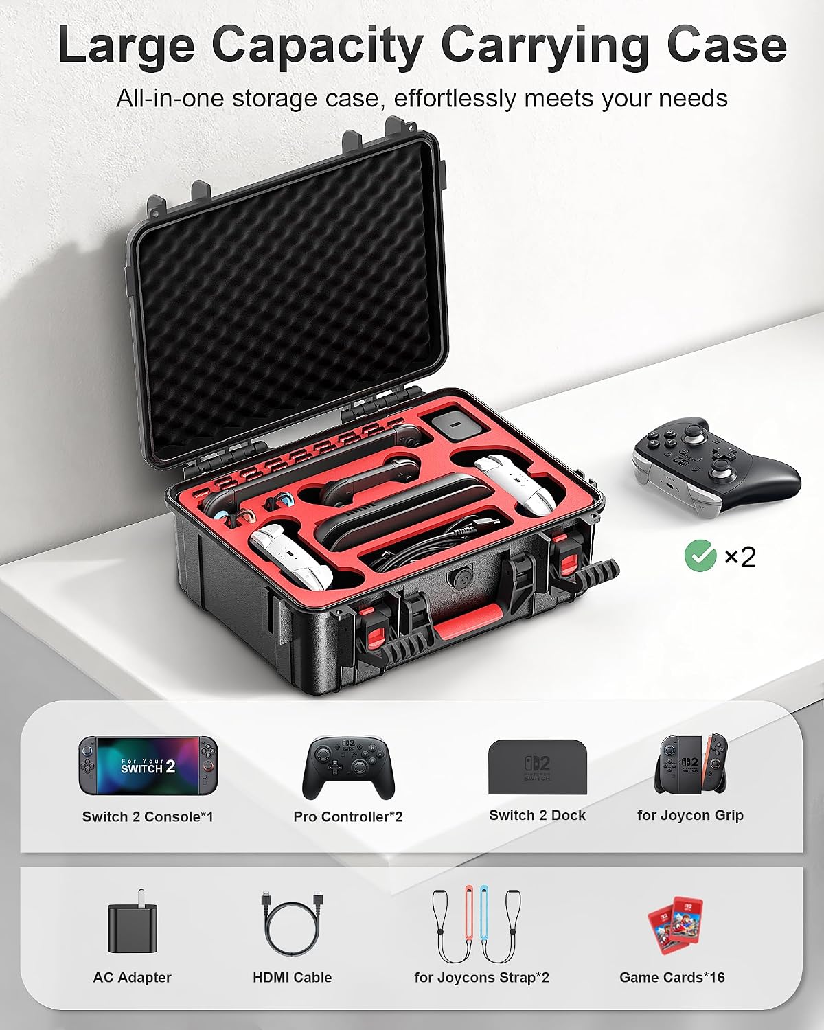 ESTUCHE RÍGIDO STARTRC GAMES PARA NINTENDO SWITCH 2 IMPERMEABLE - 2