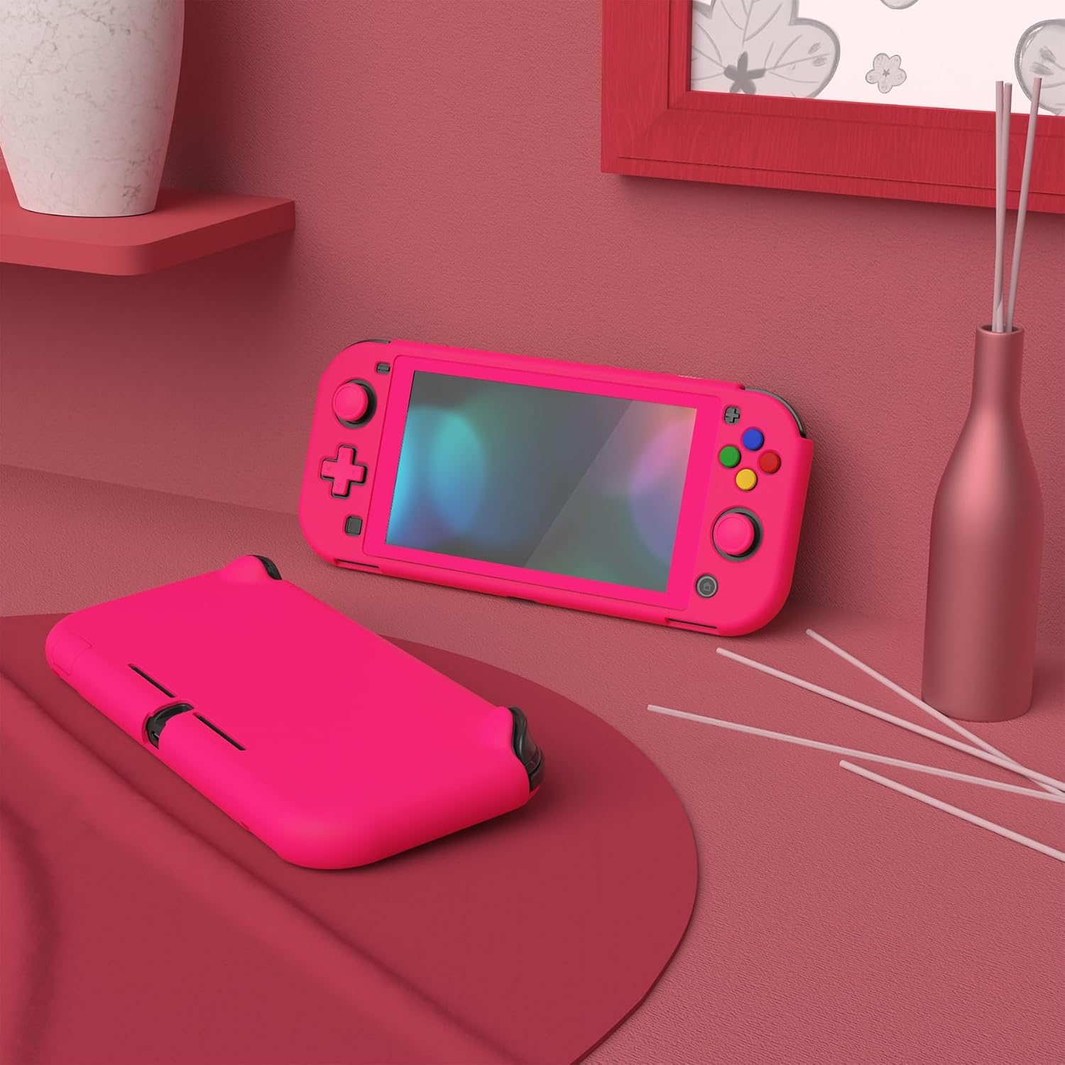 FUNDA PROTECTORA EXTREMERATE PLAYVITAL PARA NINTENDO SWITCH LITE ROSA BRILLANTE - 4