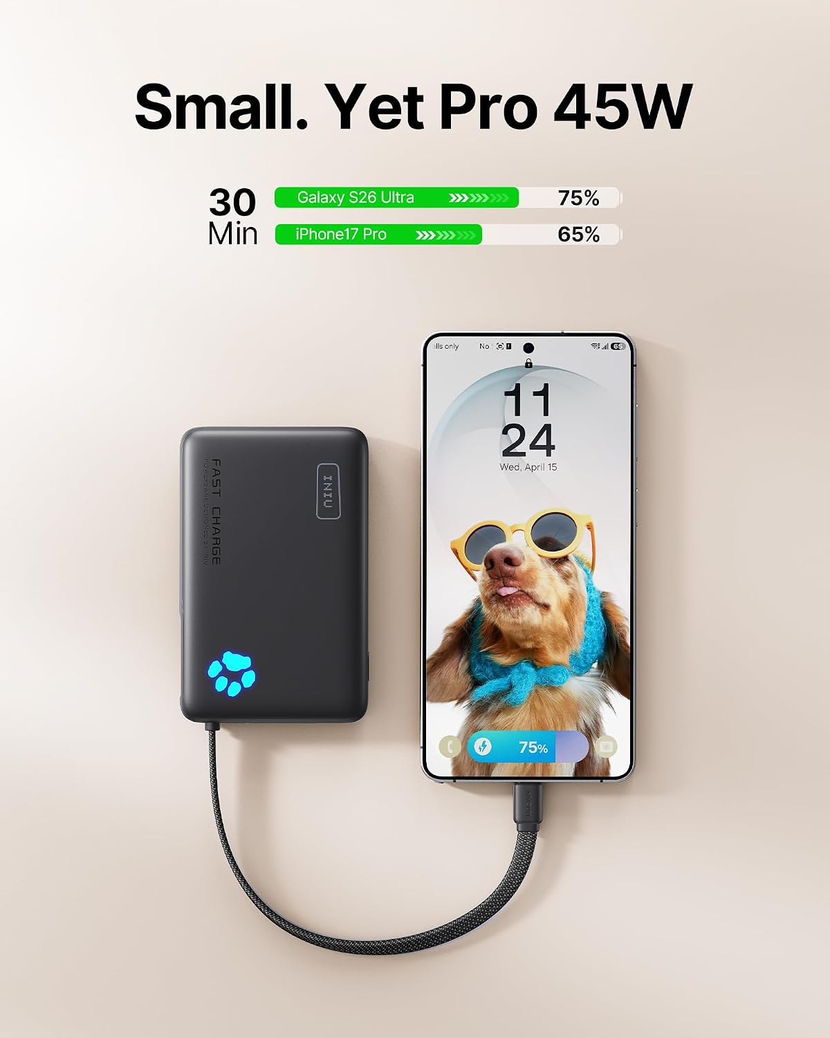 BATERÍA EXTERNA INIU 10000MAH 45W BEIGE - 2
