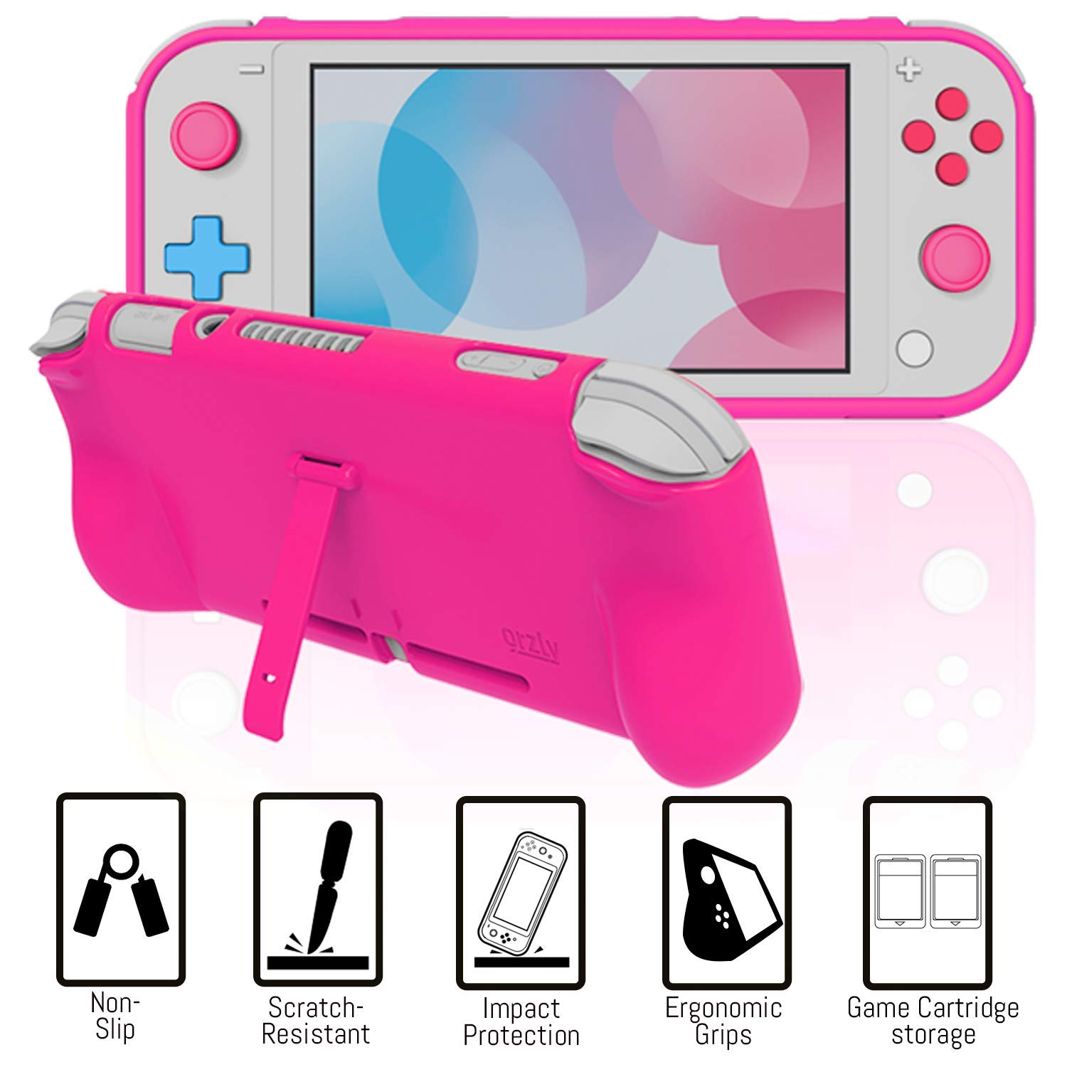 ACCESORIOS ORZLY PARA SWITCH LITE ESTUCHE Y PROTECTOR DE PANTALLA ROSA - 5
