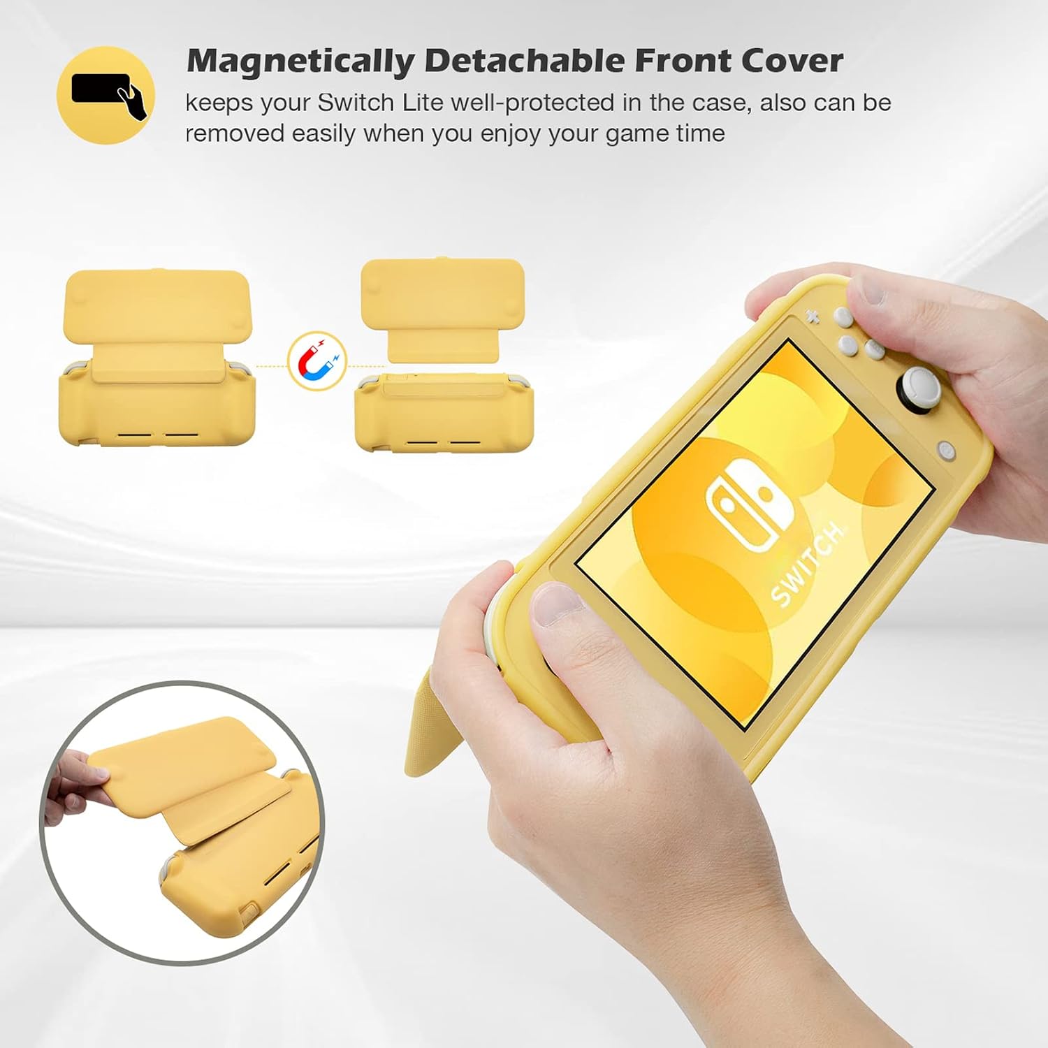FUNDA PROCASE FLIP PARA SWITCH LITE CON 2 PROTECTORES DE PANTALLA AMARILLO - 4