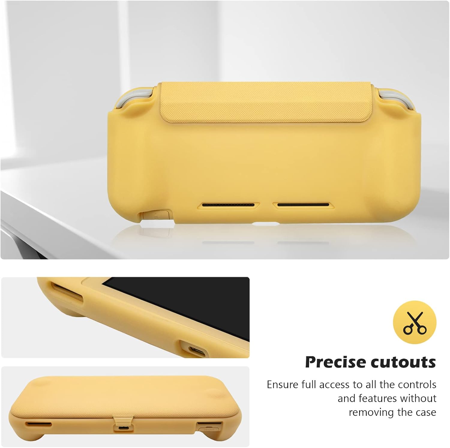 FUNDA PROCASE FLIP PARA SWITCH LITE CON 2 PROTECTORES DE PANTALLA AMARILLO - 5