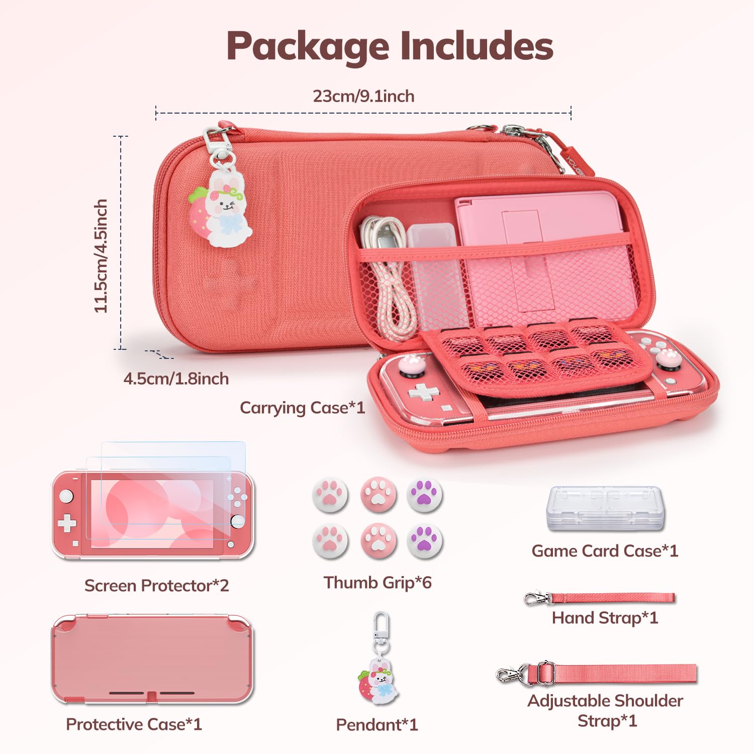 FUNDA PARA SWITCH LITE YK YOUNIK KIT 14 EN 1 CORAL - 2
