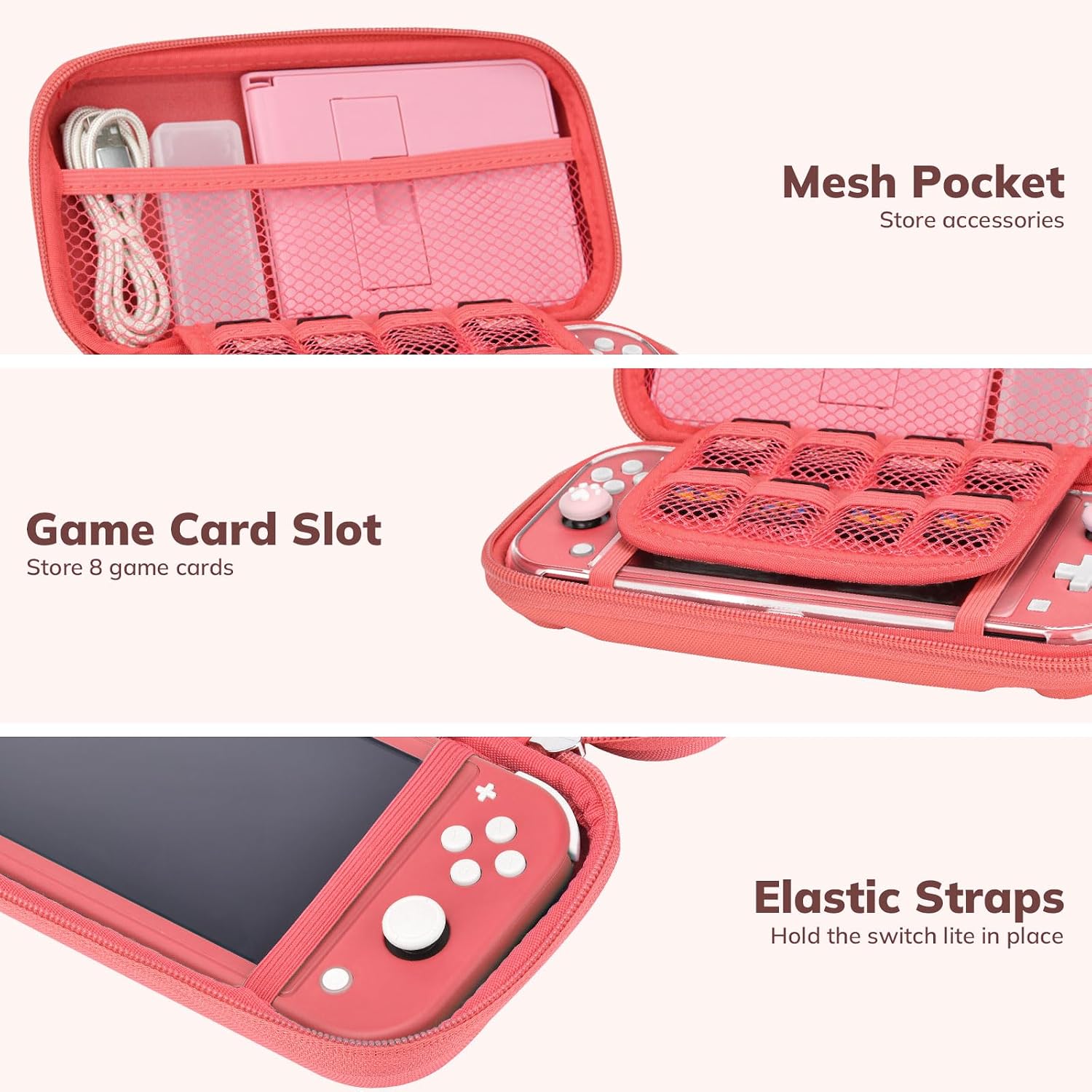 FUNDA PARA SWITCH LITE YK YOUNIK KIT 14 EN 1 CORAL - 3