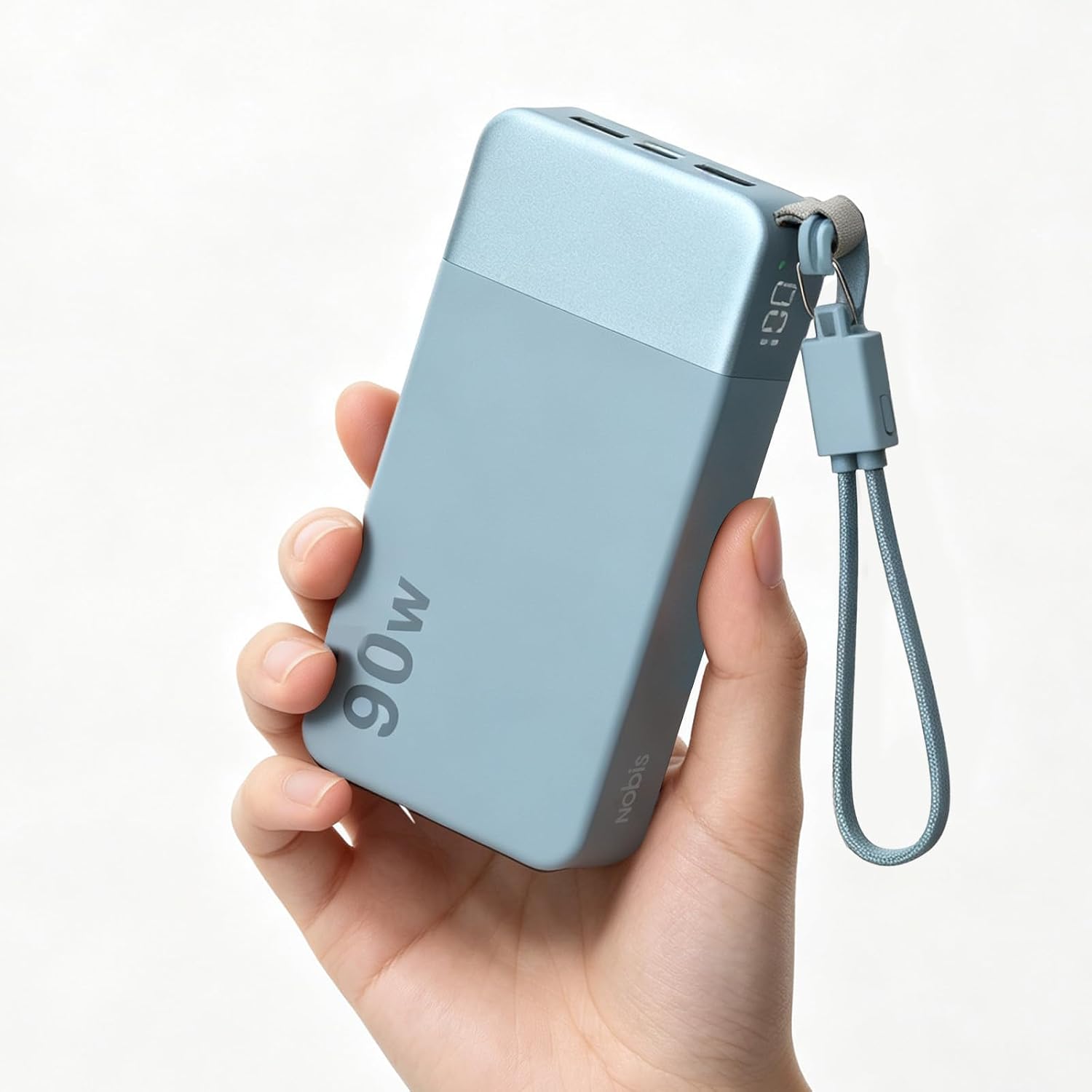 BATERÍA EXTERNA NOBIS 20000MAH 90W CON CABLE USB-C DESMONTABLE AZUL - 1