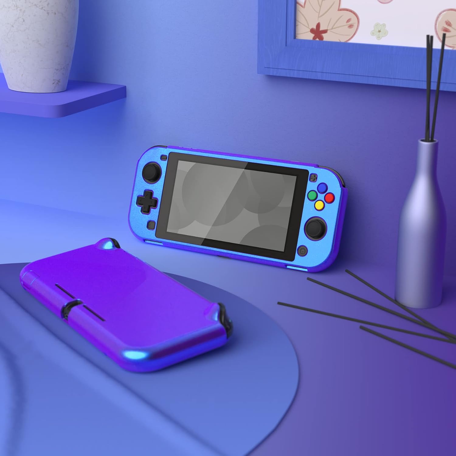FUNDA PROTECTORA EXTREMERATE PLAYVITAL GLOSSY CHAMELEON PARA NINTENDO SWITCH LITE CON PROTECTOR DE PANTALLA DE VIDRIO TEMPLADO - 4