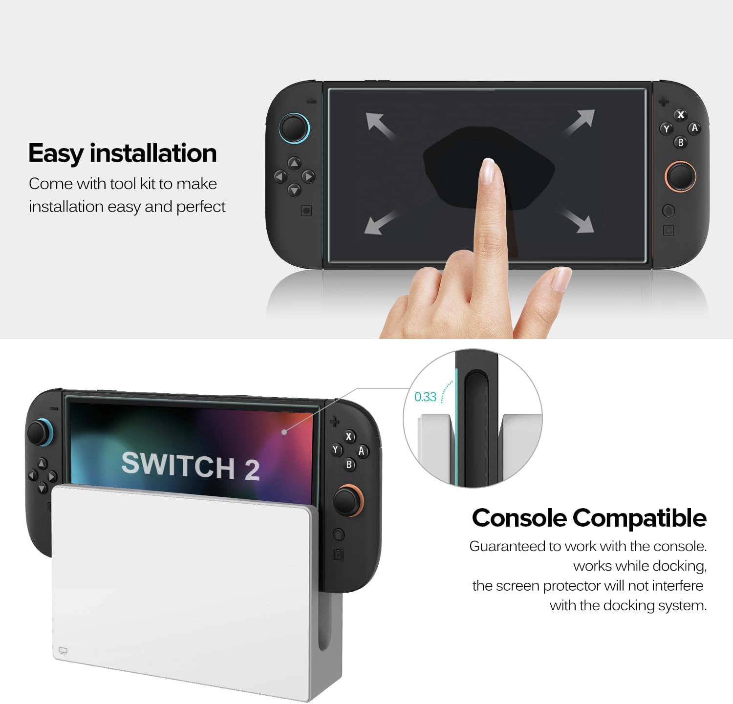 PROTECTOR DE PANTALLA DE VIDRIO TEMPLADO IVOLER PARA NINTENDO SWITCH 2 7.9'' 2025 4 UNIDADES CON MARCO DE ALINEACIÓN - 2