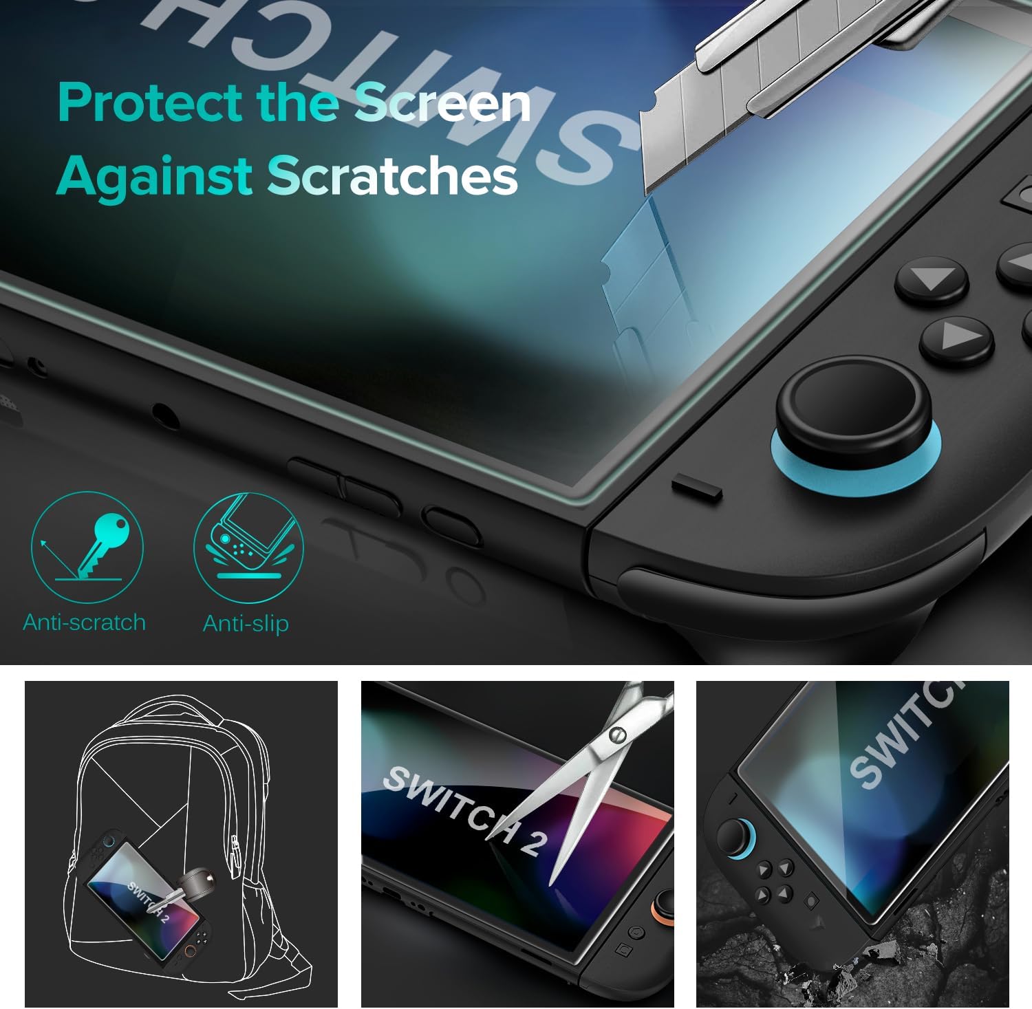PROTECTOR DE PANTALLA DE VIDRIO TEMPLADO IVOLER PARA NINTENDO SWITCH 2 7.9'' 2025 4 UNIDADES CON MARCO DE ALINEACIÓN - 3