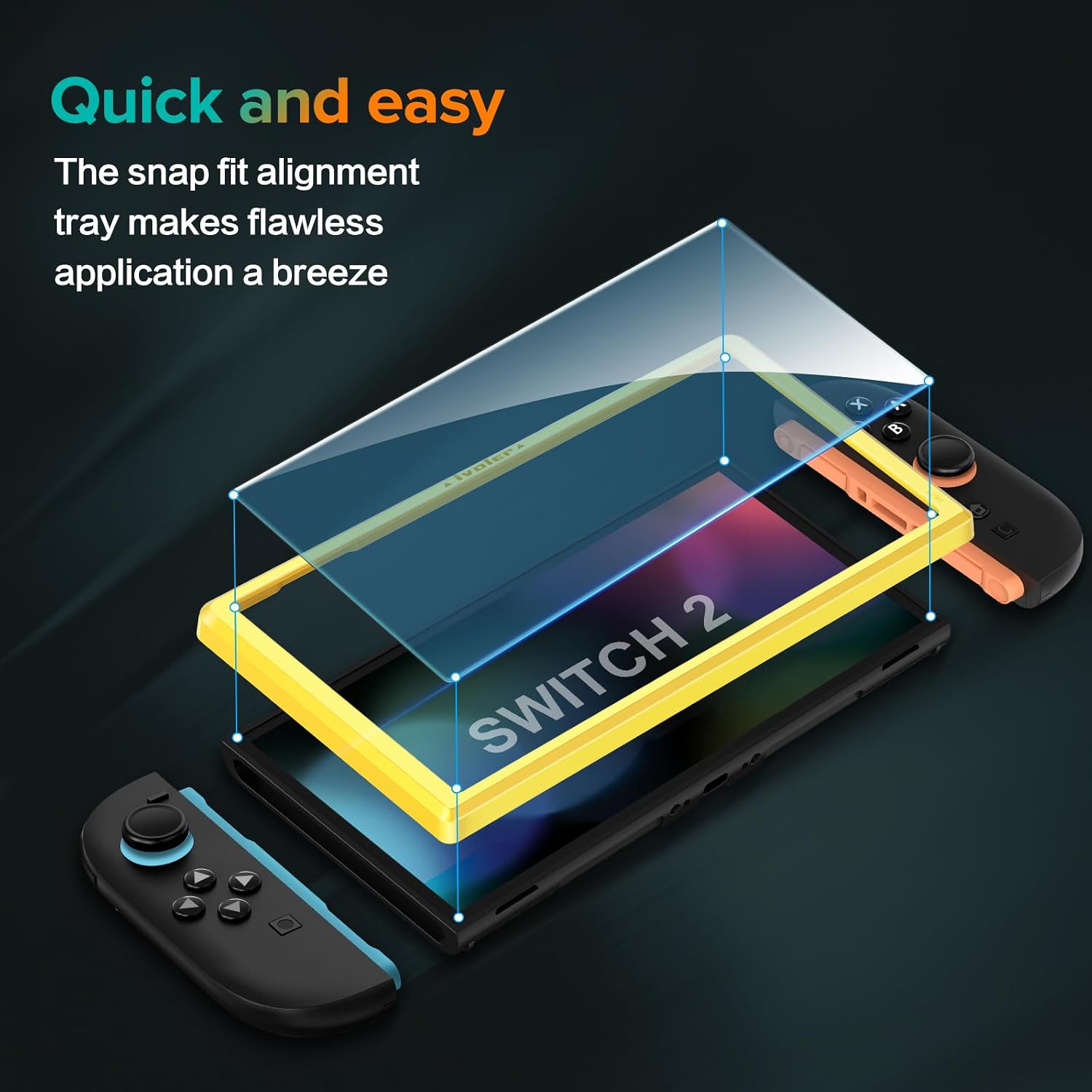 PROTECTOR DE PANTALLA DE VIDRIO TEMPLADO IVOLER PARA NINTENDO SWITCH 2 7.9'' 2025 4 UNIDADES CON MARCO DE ALINEACIÓN - 5