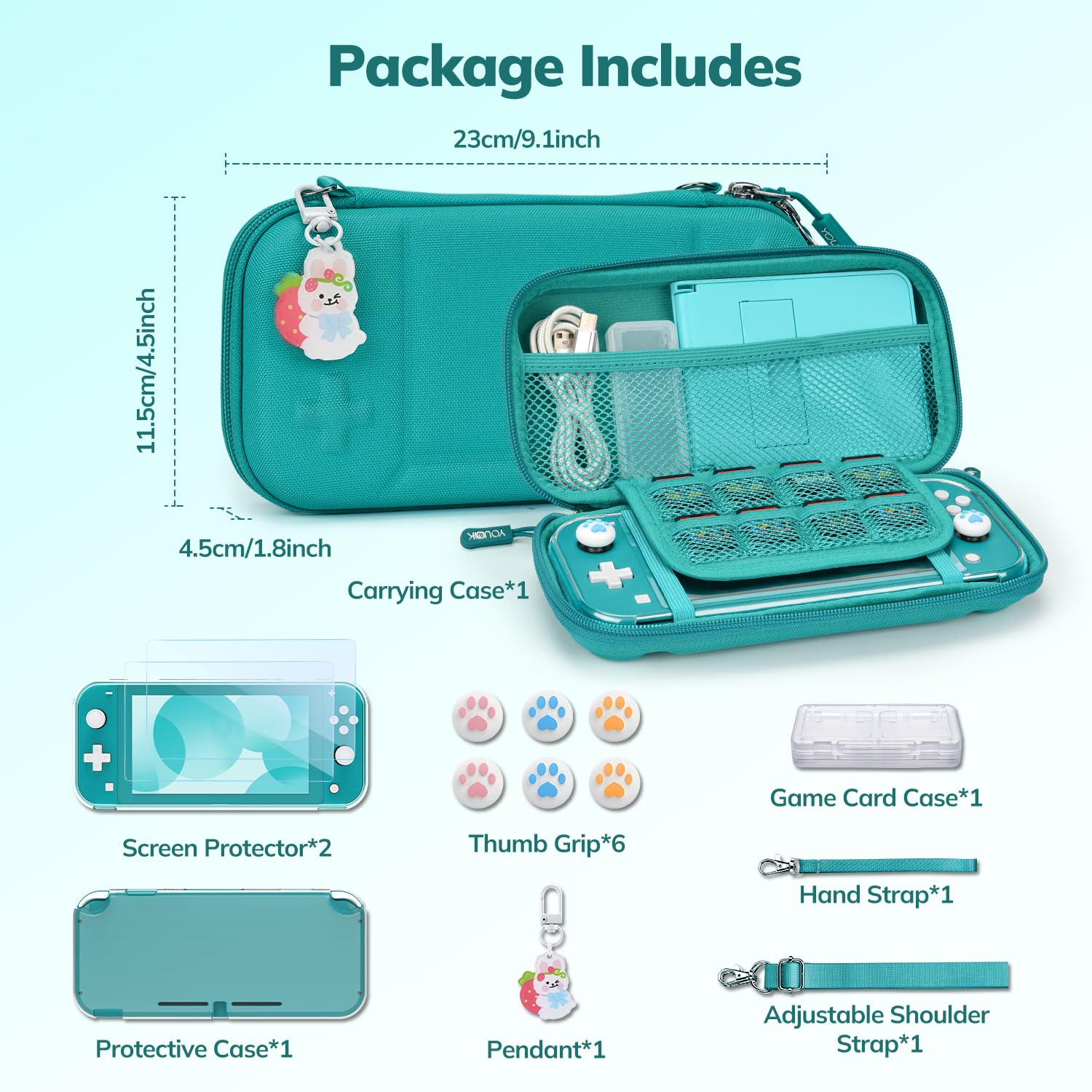FUNDA PARA SWITCH LITE YK YOUNIK KIT 14 EN 1 VERDE - 2