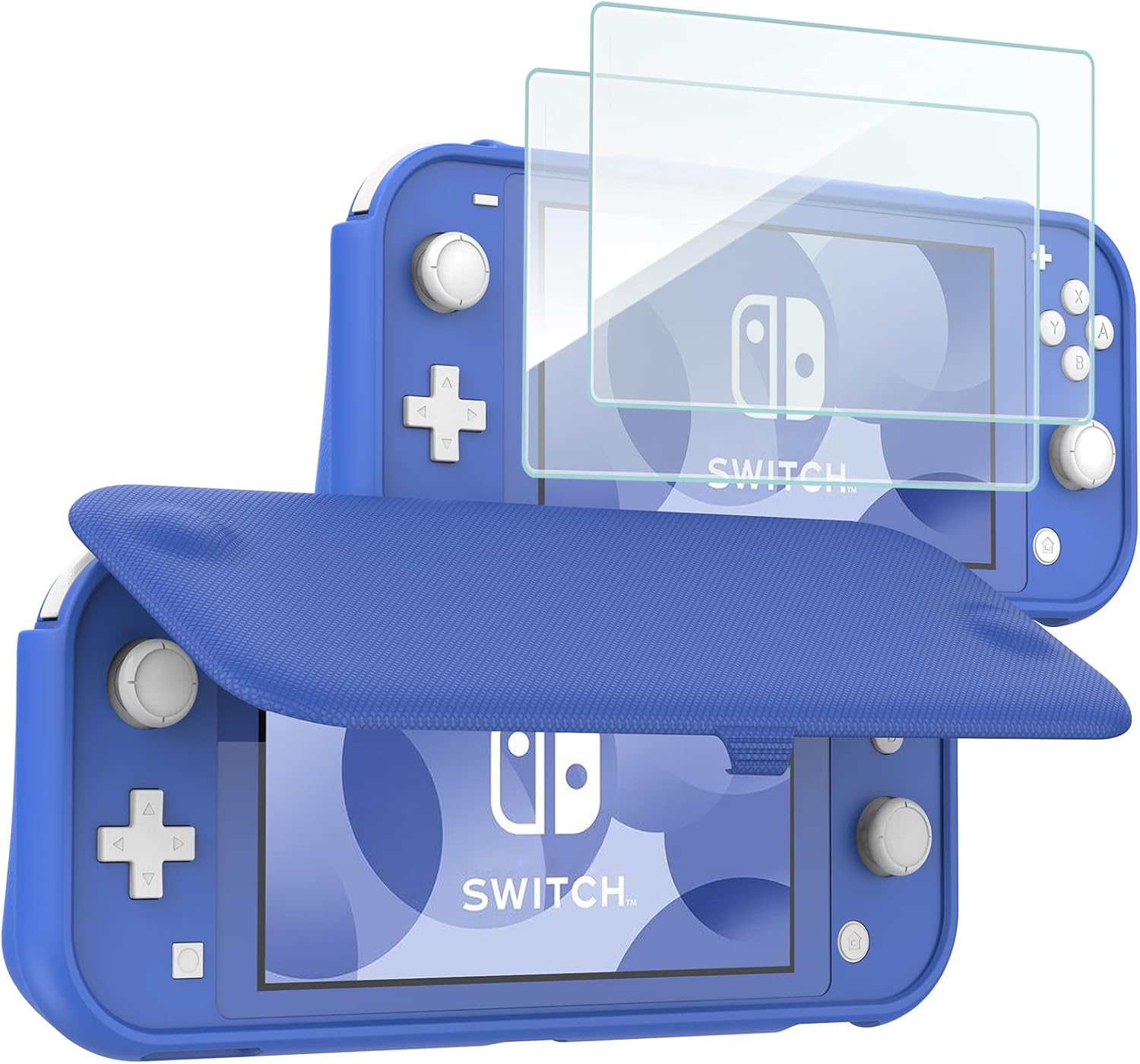 FUNDA CON TAPA PROCASE PARA SWITCH LITE CON 2 PROTECTORES DE PANTALLA AZUL - 1