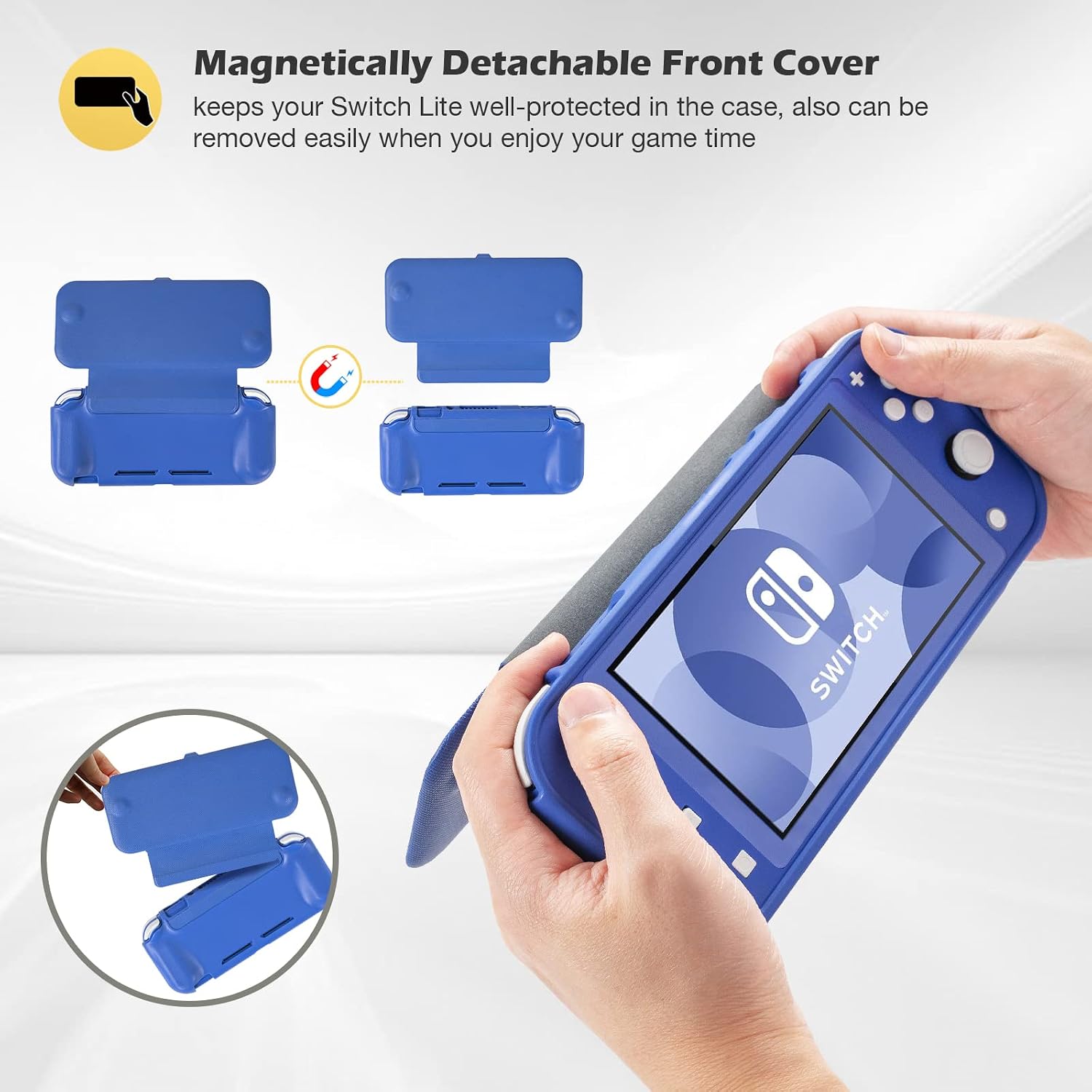 FUNDA CON TAPA PROCASE PARA SWITCH LITE CON 2 PROTECTORES DE PANTALLA AZUL - 5