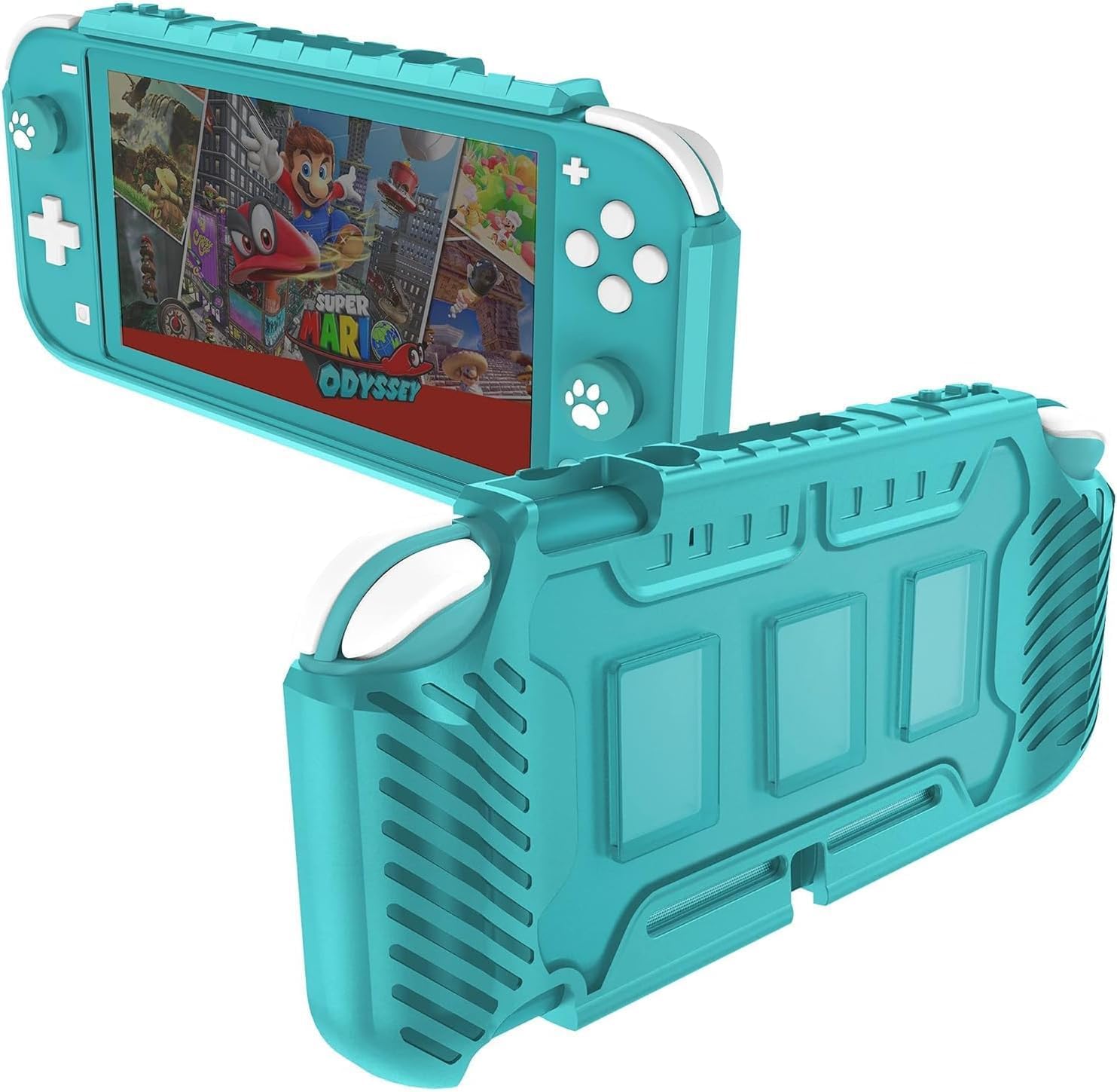 FUNDA PROTECTORA KIWIHOME PARA SWITCH LITE 2019 CON TAPAS PARA JOYSTICK COLOR TURQUESA - 1