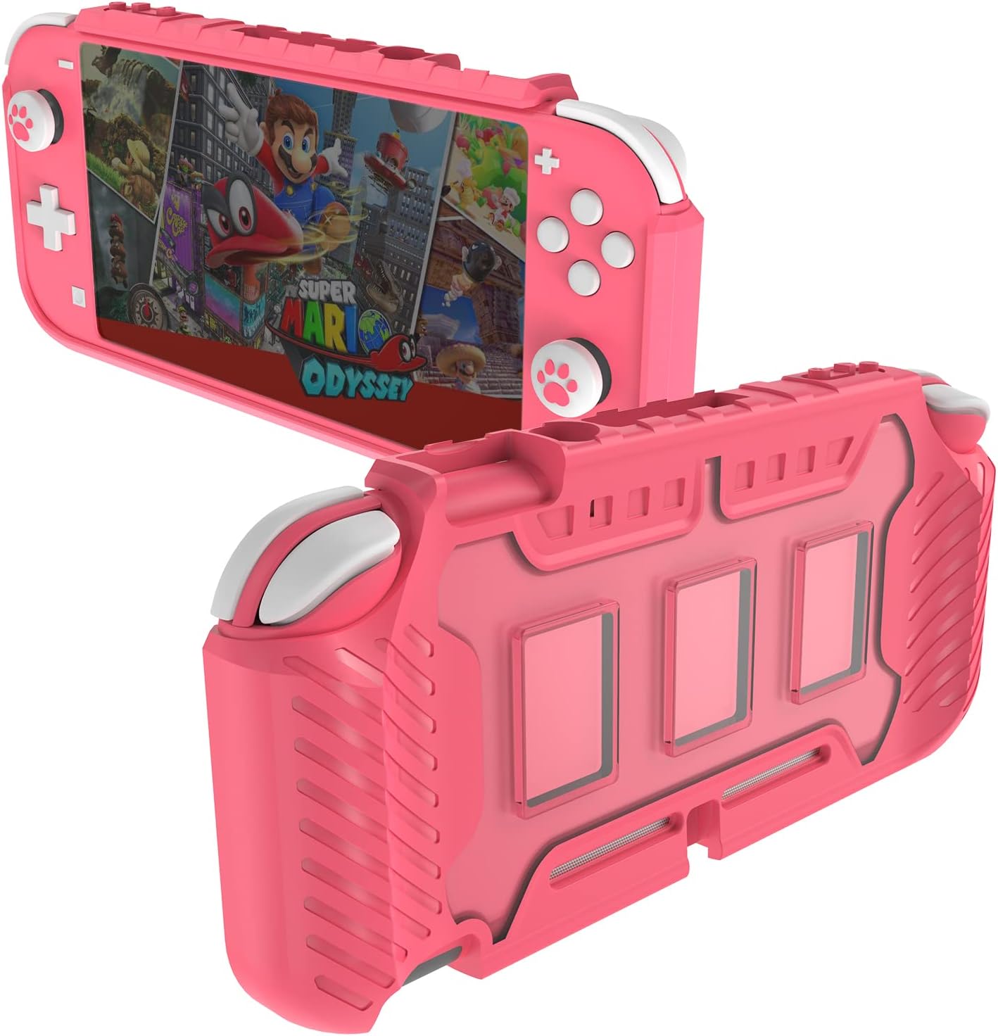 FUNDA PROTECTORA KIWIHOME PARA SWITCH LITE 2019 CON GRIPS PARA JOYSTICK COLOR ROSA - 1