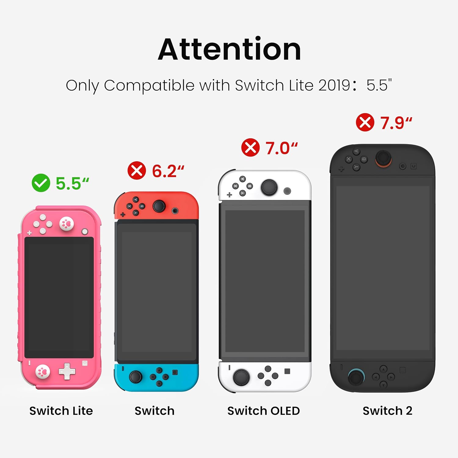 FUNDA PROTECTORA KIWIHOME PARA SWITCH LITE 2019 CON GRIPS PARA JOYSTICK COLOR ROSA - 2