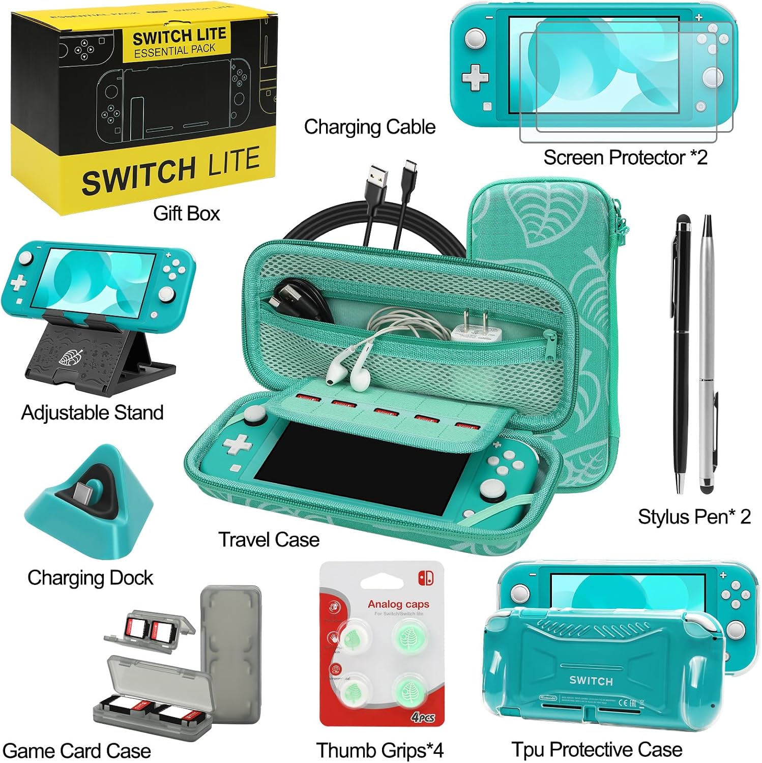 FUNDA CON ACCESORIOS WDZREE 16 EN 1 PARA NINTENDO SWITCH LITE 2019 - 2